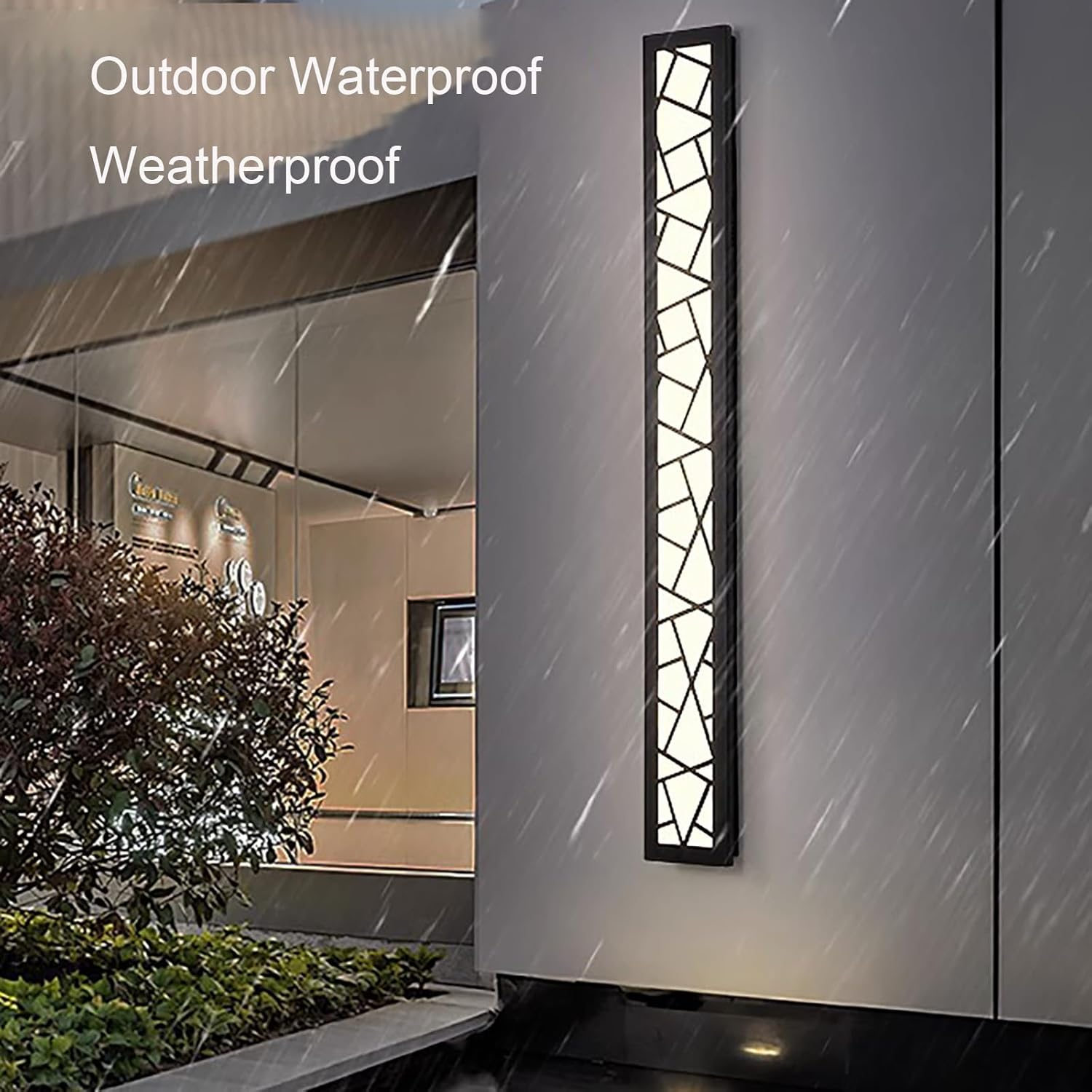 LED Outdoor Garden Wall Lights Exterior Long Indoor Wall Lamp Modern Black Wall Sconce IP65 Waterproof Wall Lighting outside Acrylic Light Porch Terrace Garage (100CM 58W,Warm Light) image number 2