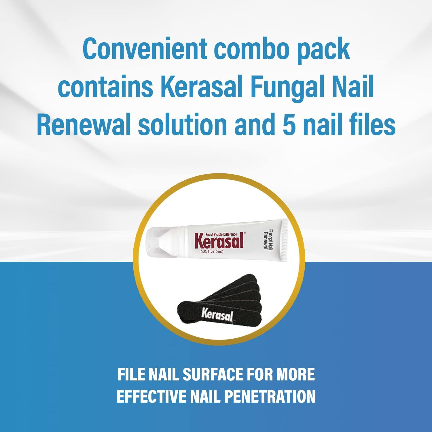 Kerasal Nail Renewal and Nail File Combo Pack, Restores Appearance of Discolored or Damaged Nails, 5 Heavy Duty Nail Files, 0.33 Fl Oz, Clear image number 4