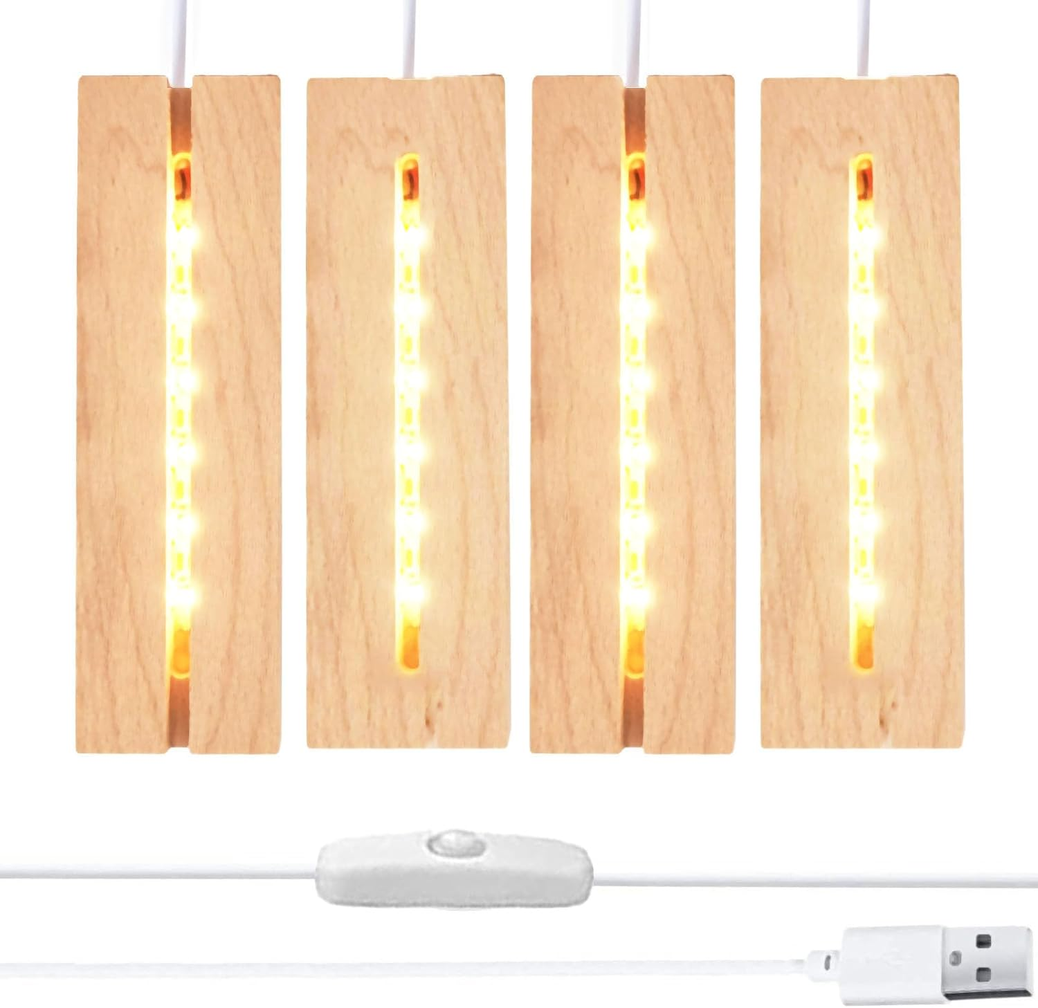 6 Inch Rectangle Display Pedestal, Colorful Rectangle Led Lights Display Base, Crystal Wooden Lighted Base Stand for Acrylic, Crystal, Night Light, Glass Resin Art