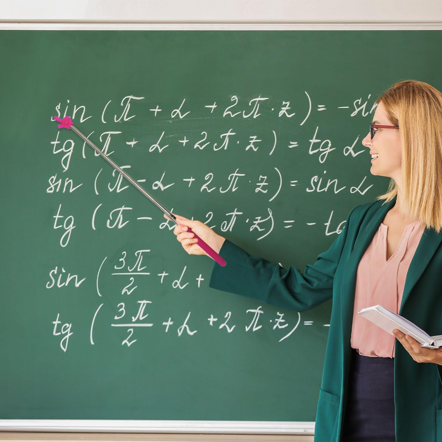 Dohia Retractable Pointer for Classroom Telescopic Teachers Pointer Extendable Hand Pointer Finger Pointer Stick Mini Retractable Classroom Pointer for Elementary School Kindergarten D2-YDZDB (Pink) image number 4