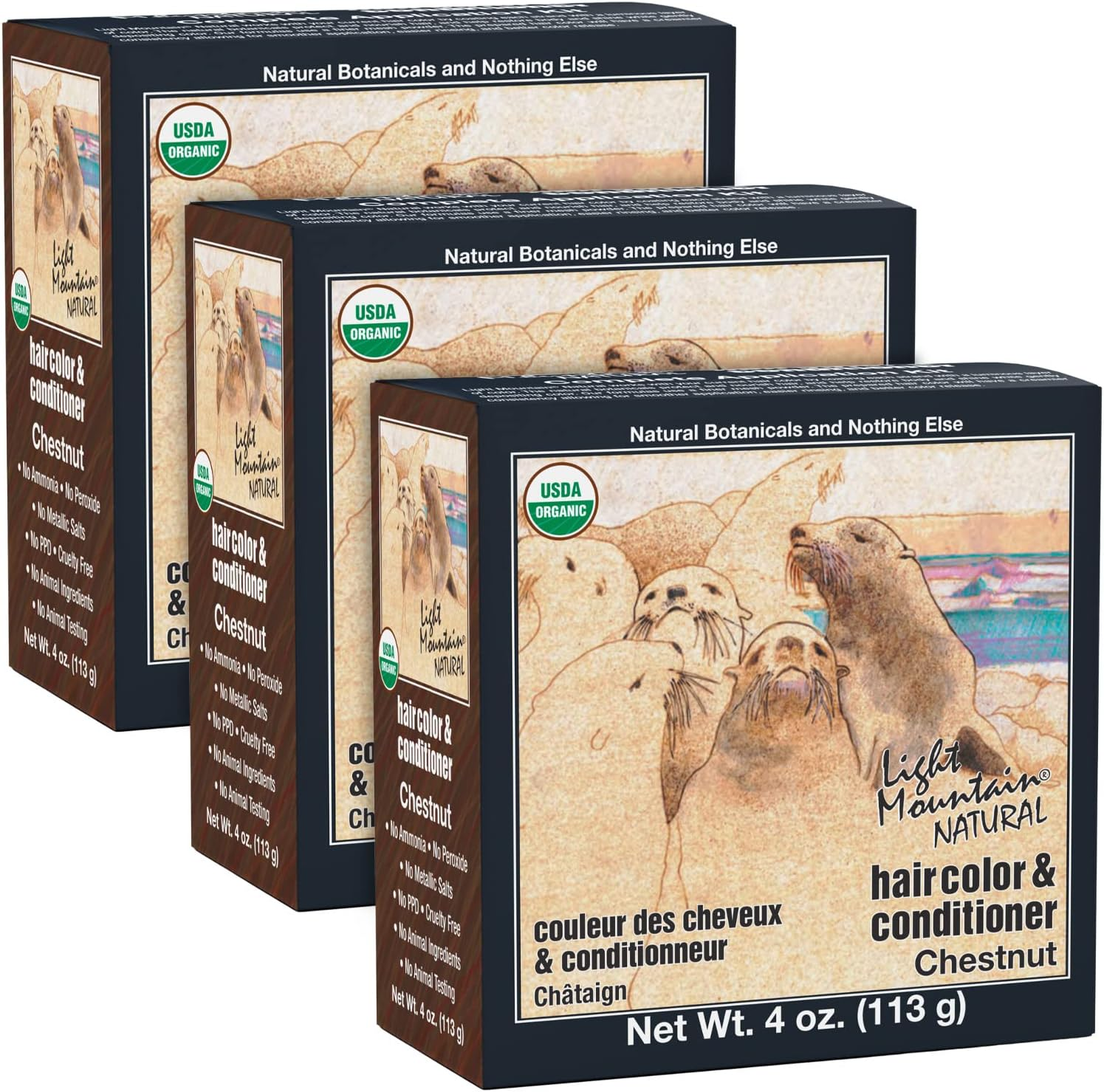 Light Mountain Henna Hair Color & Conditioner - Chestnut Hair Dye for Men/Women, Organic Henna Leaf Powder and Botanicals, Chemical-Free, Semi-Permanent Hair Color, 4 Oz (Pack of 3) image number 6