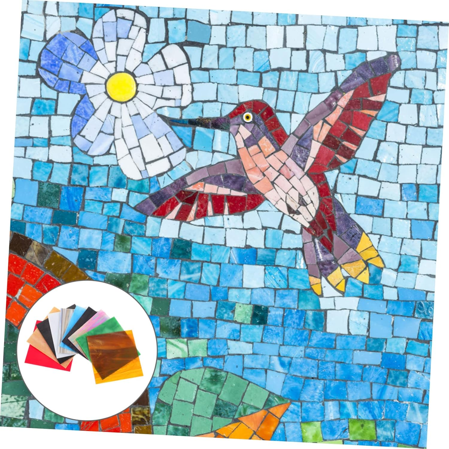 Tofficu 10Pcs Sheets Mica Slice Cathedral Stained Glass Stained Glass Panels Lamp Glass Mural Water Ripple Translucent Tiles Glass Glass Decorate Glass Plate image number 3