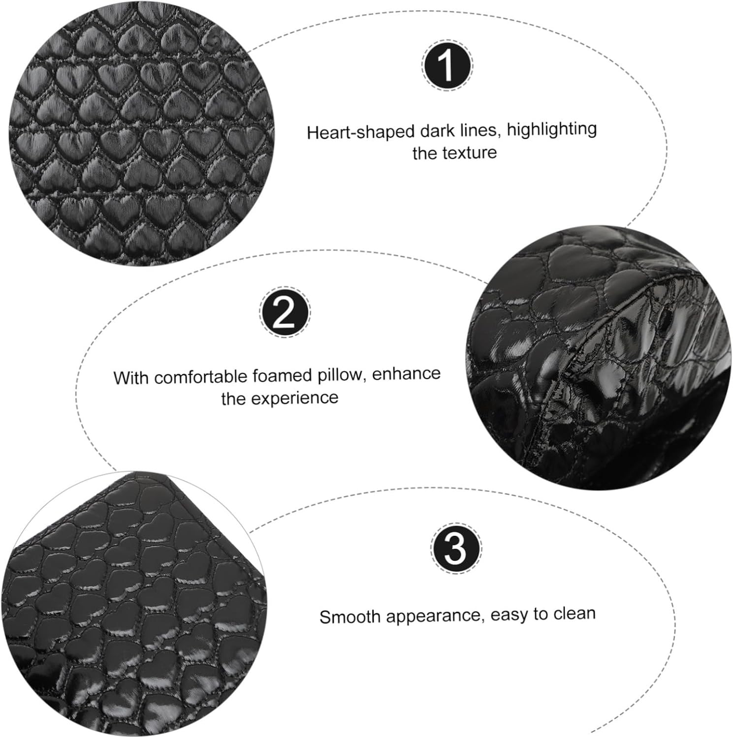 HEATSHAKING PU Leather Nail Art Hand Rest Cushion Comfortable Black Manicure Arm Pillow for Nail Techs Salon Home Use Detachable Washable Support Mat Training and Display image number 4