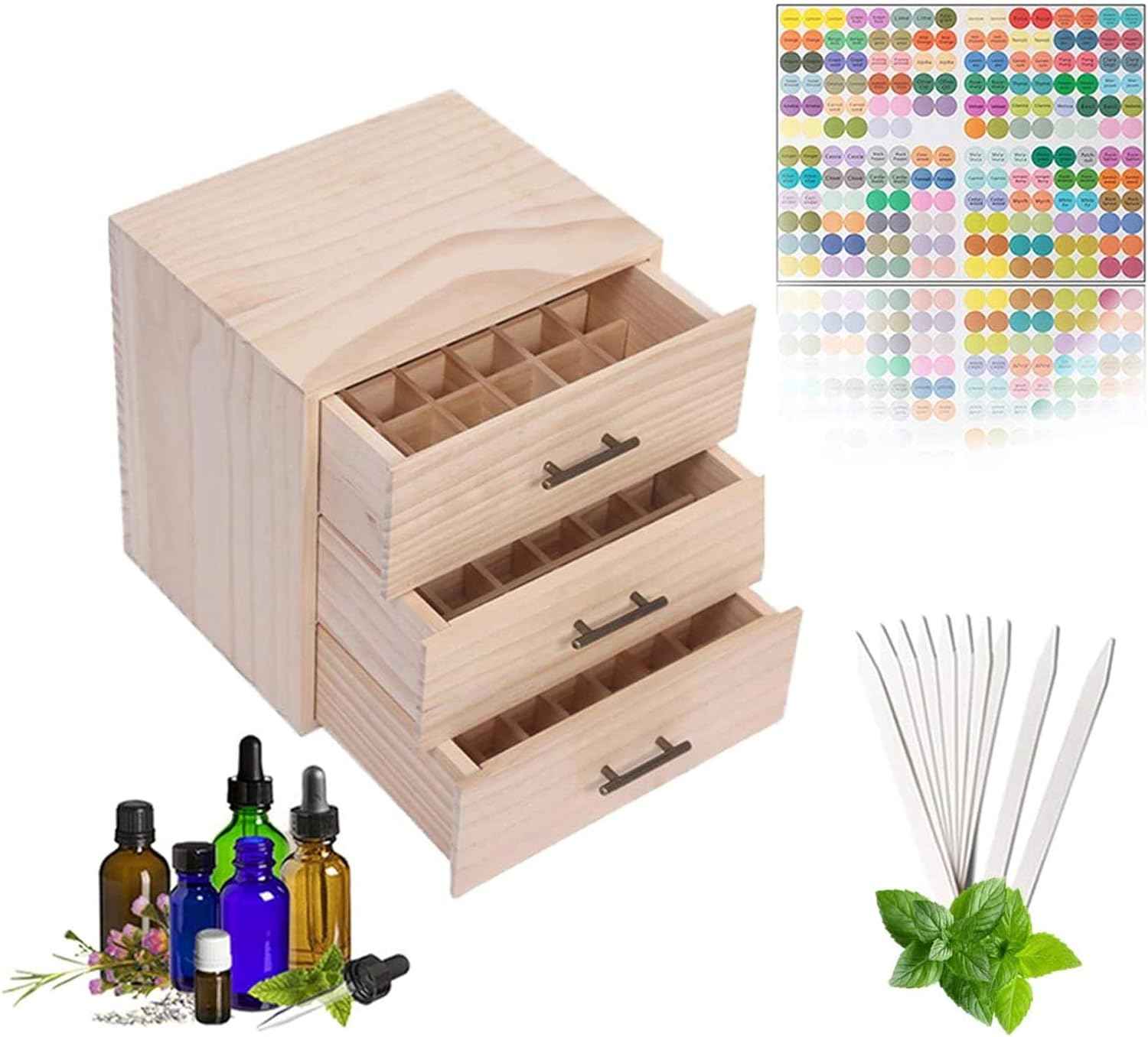 Pure Vie Wooden Essential Oil Storage Box Home Fragrance Carrier Case, Holds 90 Bottle (Fits 5-15Ml) - Aromatherapy Organizer Makeup Nail Polish Perfume Container - Keep Your Oil Safe & Space Saver image number 6