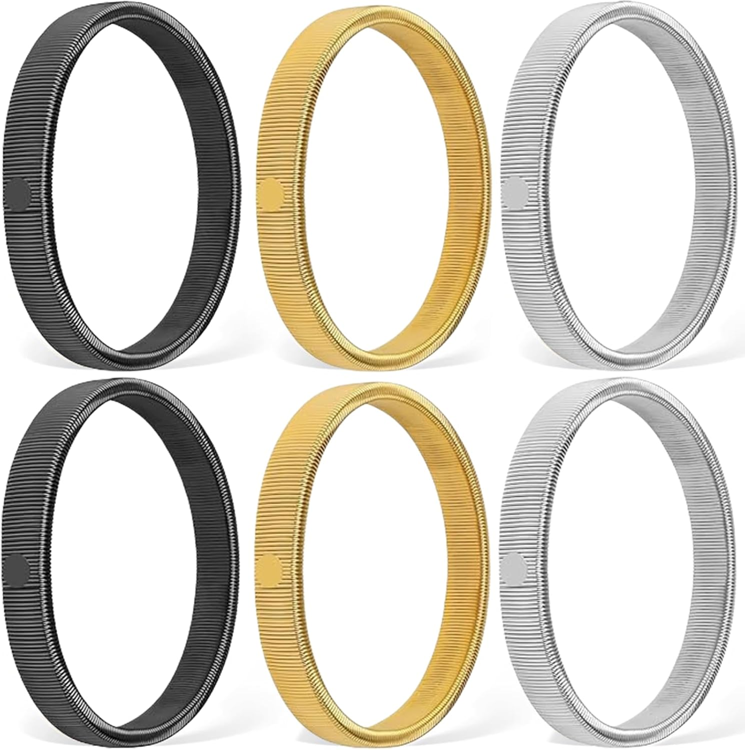 6PCS Anti-Slip Arm Cuff & Sleeve Garters for Women and Men, Arm Bands for Sleeves in Black, Silver and Gold image number 4