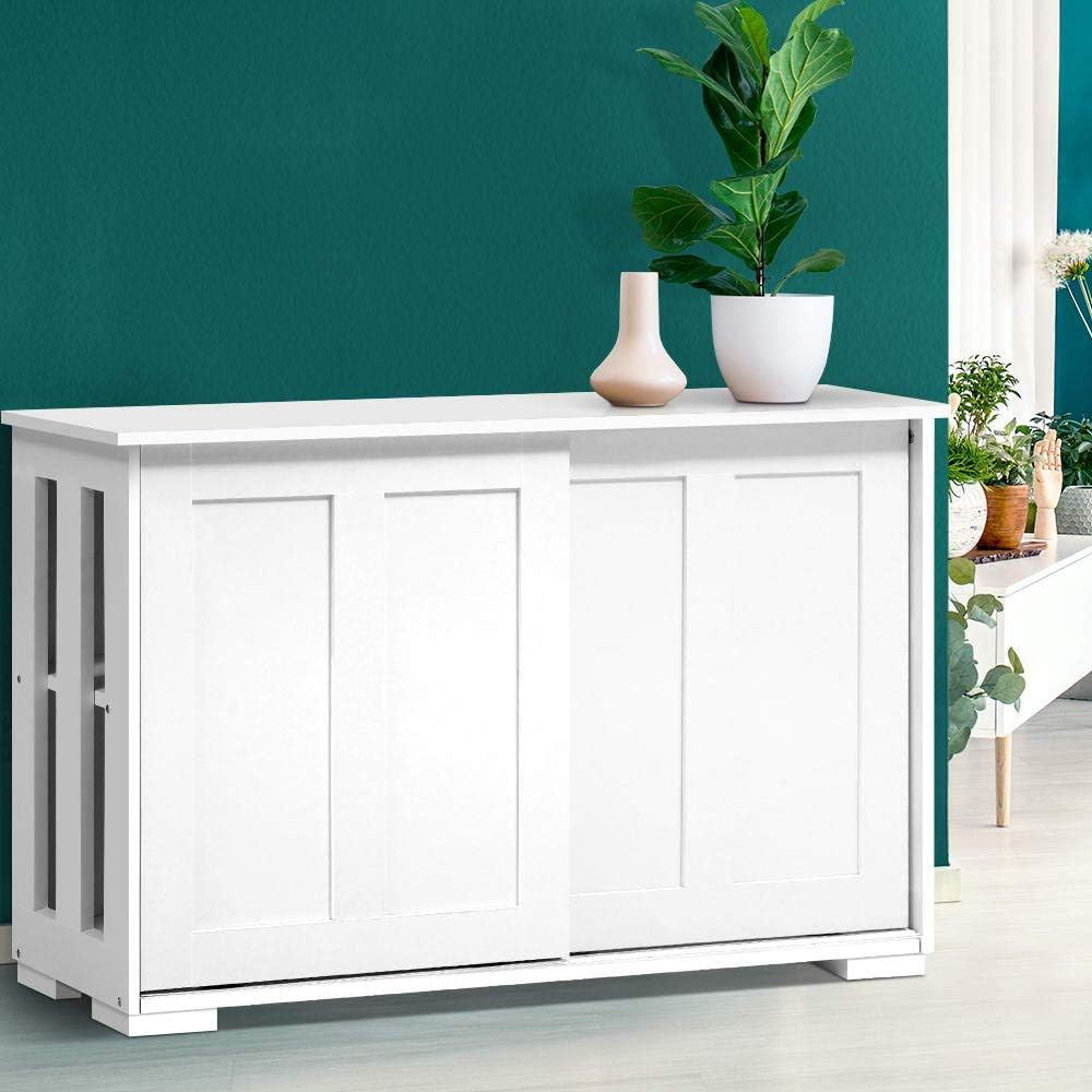 Artiss Buffet Sideboard White with Sliding Doors and Inner Shelves Pantry Cupboard Corner Cabinet, Kitchen Storage Table Display Organizer Dining Furniture Living Room Home image number 2