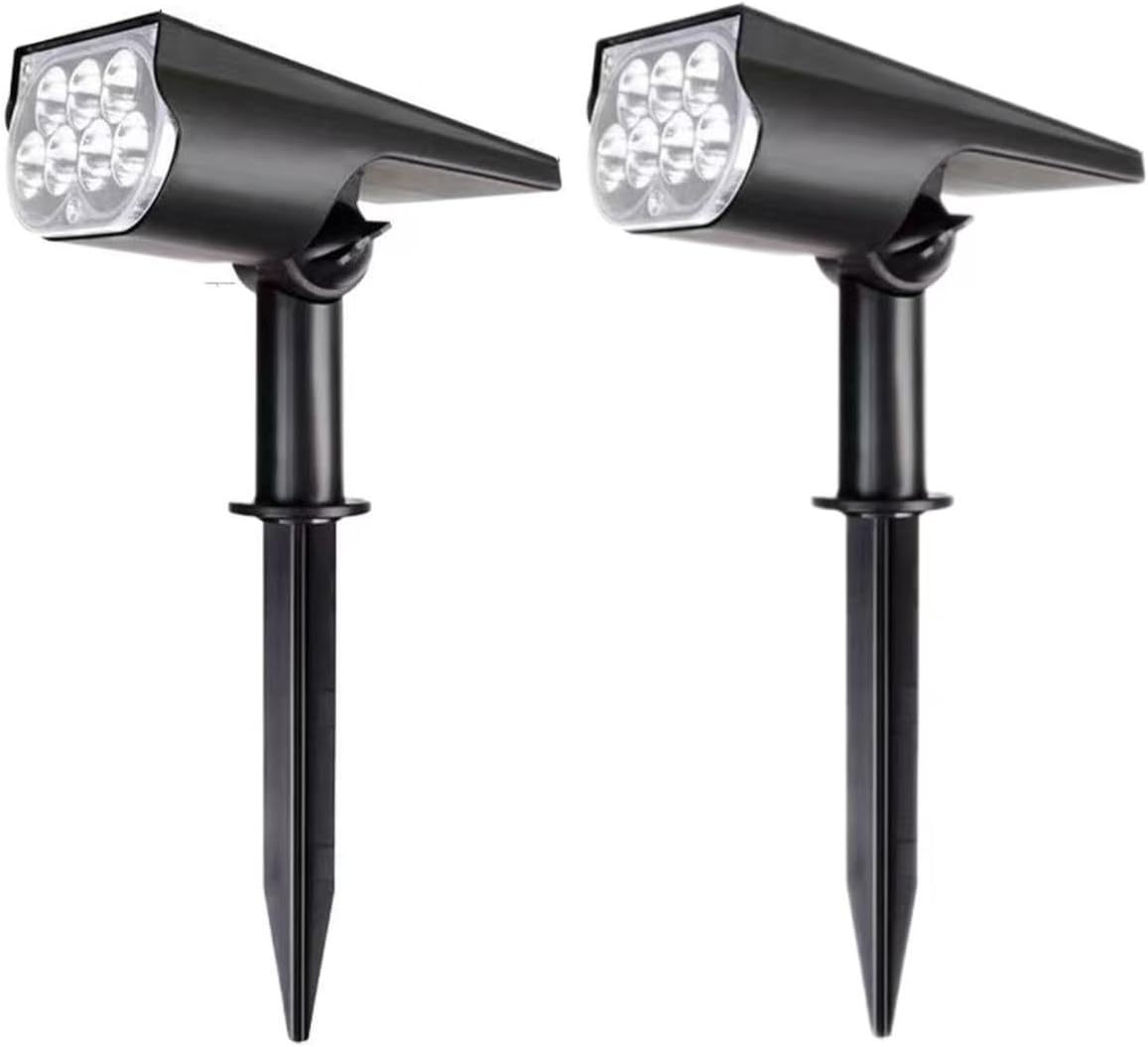 Solar Spot Lights Outdoor, 2 Pack Warm White Landscape Spotlights Dusk to Dawn 3 Modes 3 Brightness Adjustable, IP65 Waterproof Solar Lights for Lawn Tree Patio Driveway Path image number 1