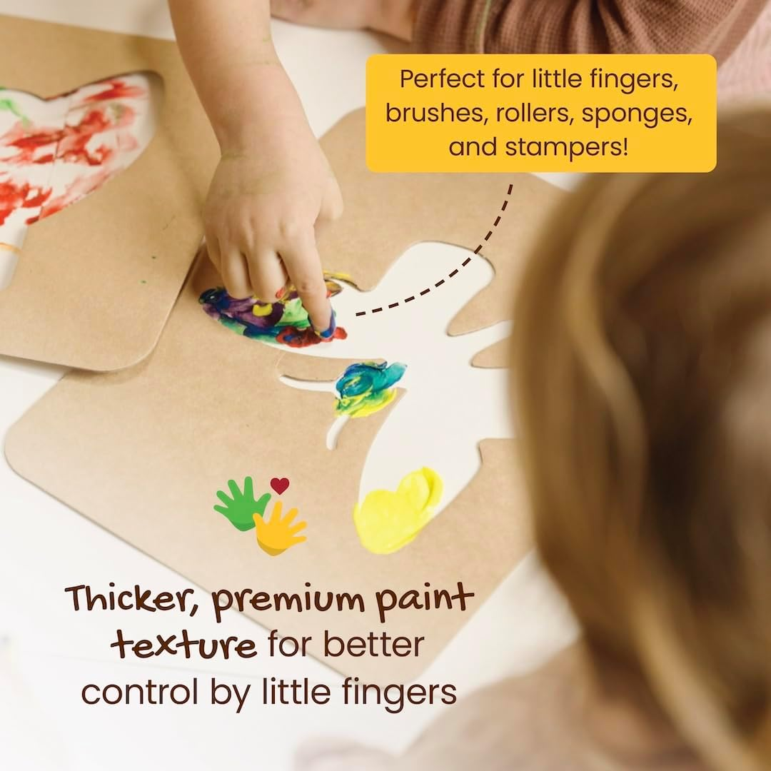 Honeysticks Non Toxic Finger Paint (6 Bright Colours), Washable from Skin, Safe Finger Painting for Toddlers, Kids Ages 1-3, 2-4, 3-5, Perfect First Paint for Little Artists Age 1+, Water Based image number 1