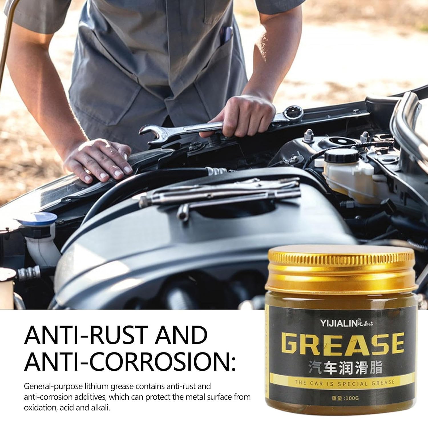 Marine Wheel Bearing Grease - 100G Mechanical Bearing Gear Lubricating Grease,Wear Resistant High Temp Wheel Bearing Grease for Vehicles, Tractors, Buses, Trucks image number 5
