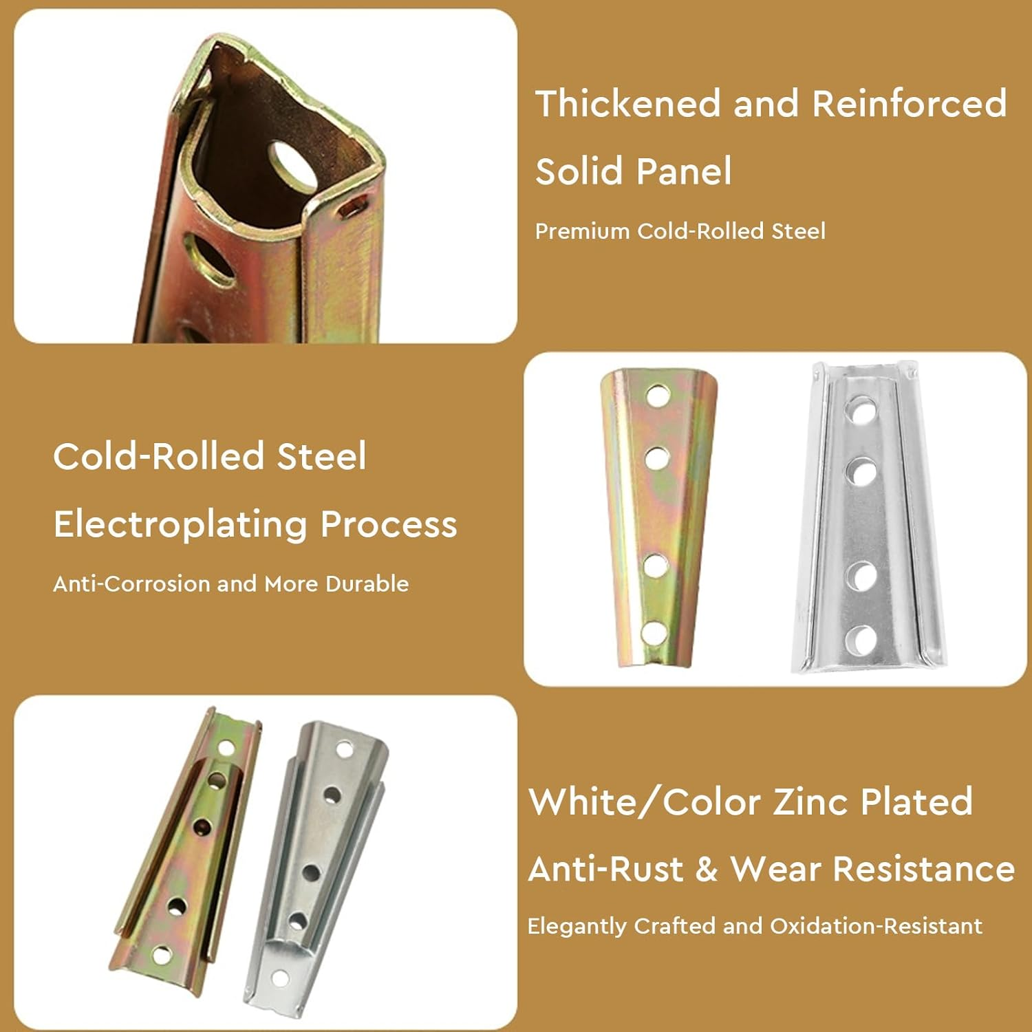 4Pcs Furniture Connectors Sectional Sofa Connector, Diagonal Bolts, Sofa Fixing Bolts, Interlocking Sofa Connector Bracket, Bed Frame Accessories for Sofas & Modular Furniture (Gold Color, 12Cm) image number 2