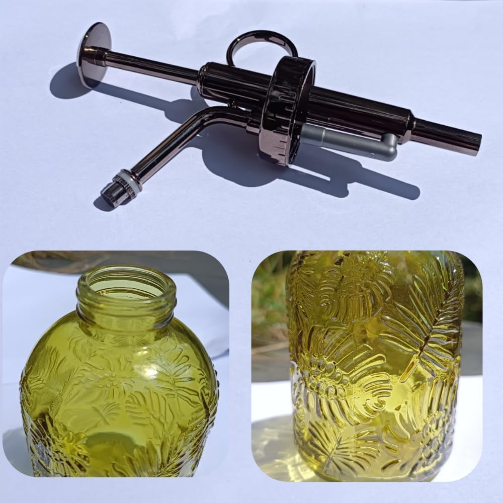 20Cm Tall Vintage Style Spritzer,360Ml Glass Pump Plant Mister Plant Spray Bottle,One Hand Succulent Watering Bottle With,Small Watering Can for Indoor Outdoor House Plant Yellow+Bronze Color image number 2