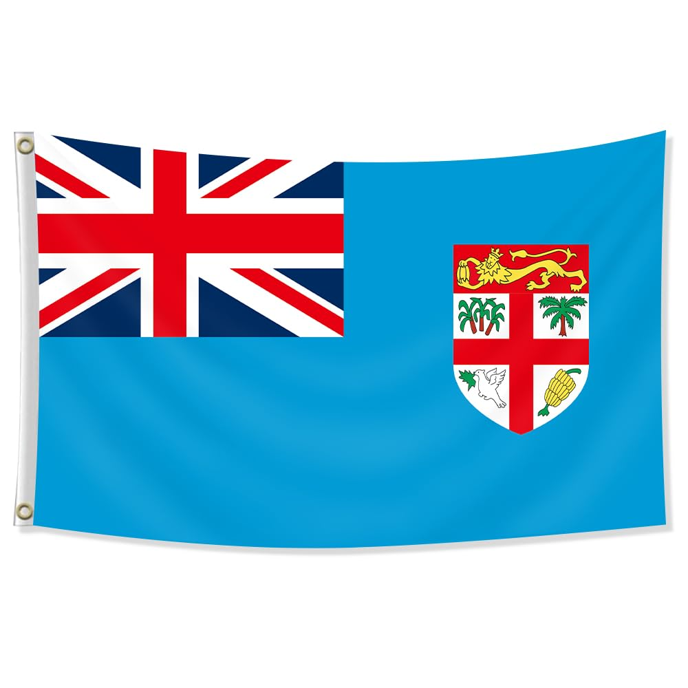 Fly Breeze 3X5 Feet Fiji Flag - Vivid Color and Fade Proof and Double Stitched - Fijian Flags Polyester with Brass Grommets image number 2