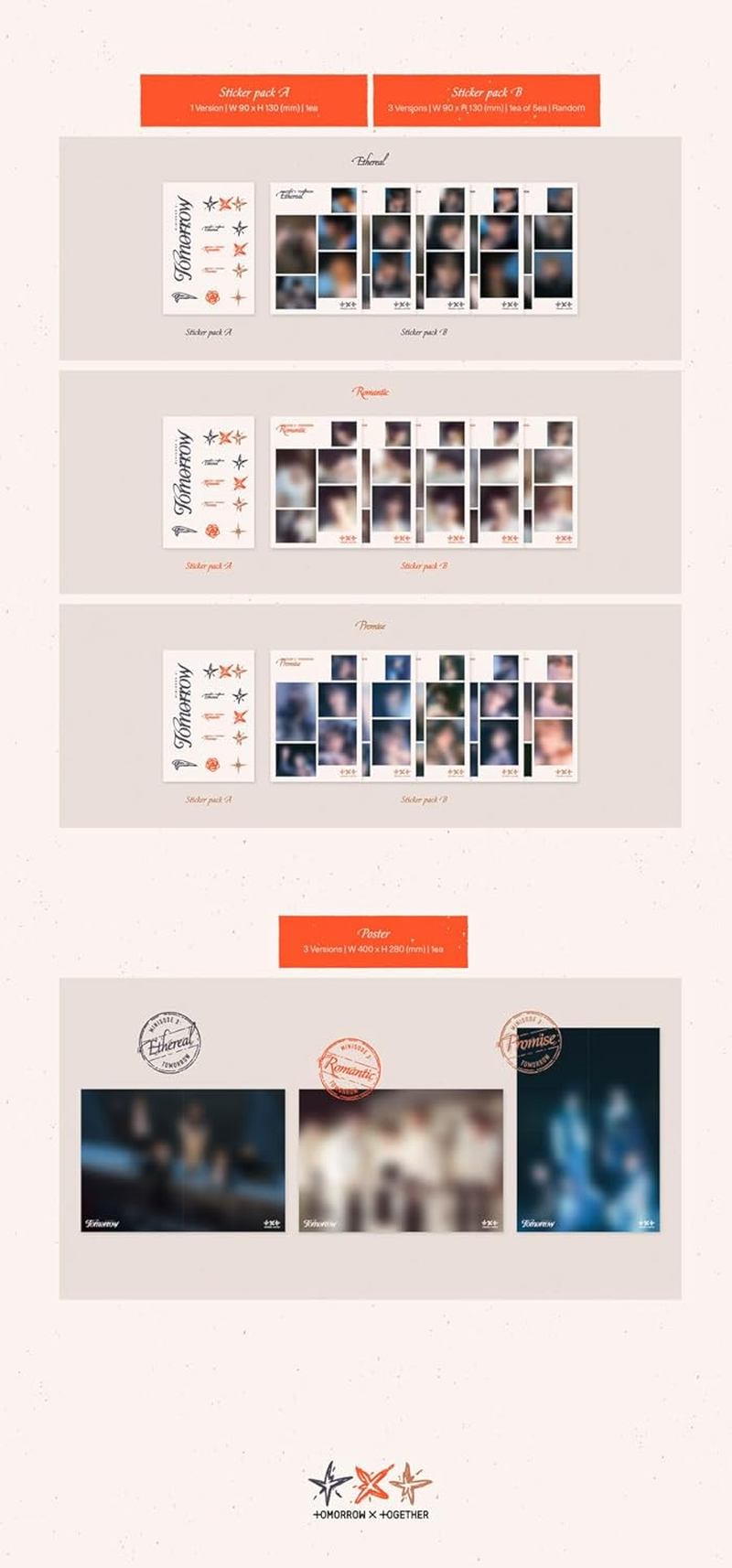 TXT Minisode 3 : TOMORROW 6Th Mini Album Standard Ethereal Version Cd+1P Poster on Pack+144P Photobook+1Ea Lyric Leaflet+1P Postcard+1P Photocard+2Ea Sticker+Tracking Sealed