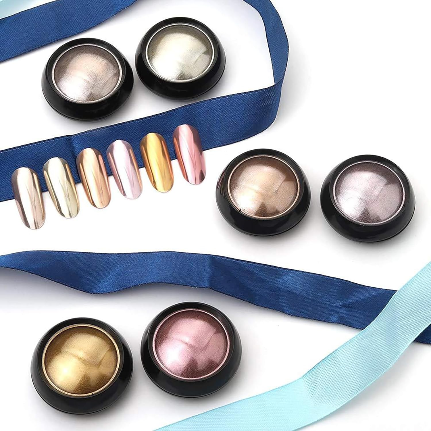 Welhammsae 16 Colors Chrome Nail Powder, Metallic Mirror Effect，Holographic Aurora Pigment, Rainbow Neon Pearl Nail Glitter for Gel Polish Art Decoration Accessories image number 4