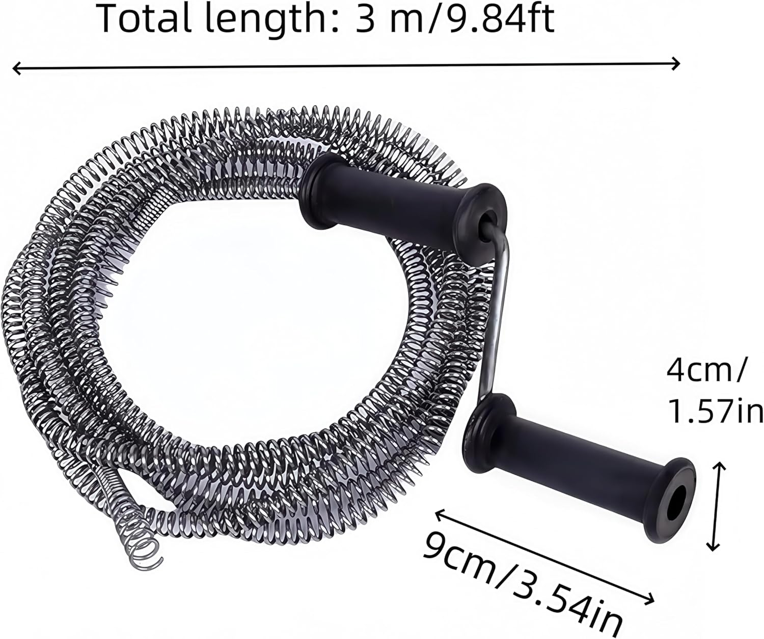 Manual Drain Snake Cleaner,16 Mm X3 M Mprofessional Drain Unblocker,Metal Flexible Plumbing Snake,Flexible Plumbing Clog Remover,Cleaner Auger Wire,With Handle,For Sink,Toilet,Sewer Pipe Cleaning, image number 3