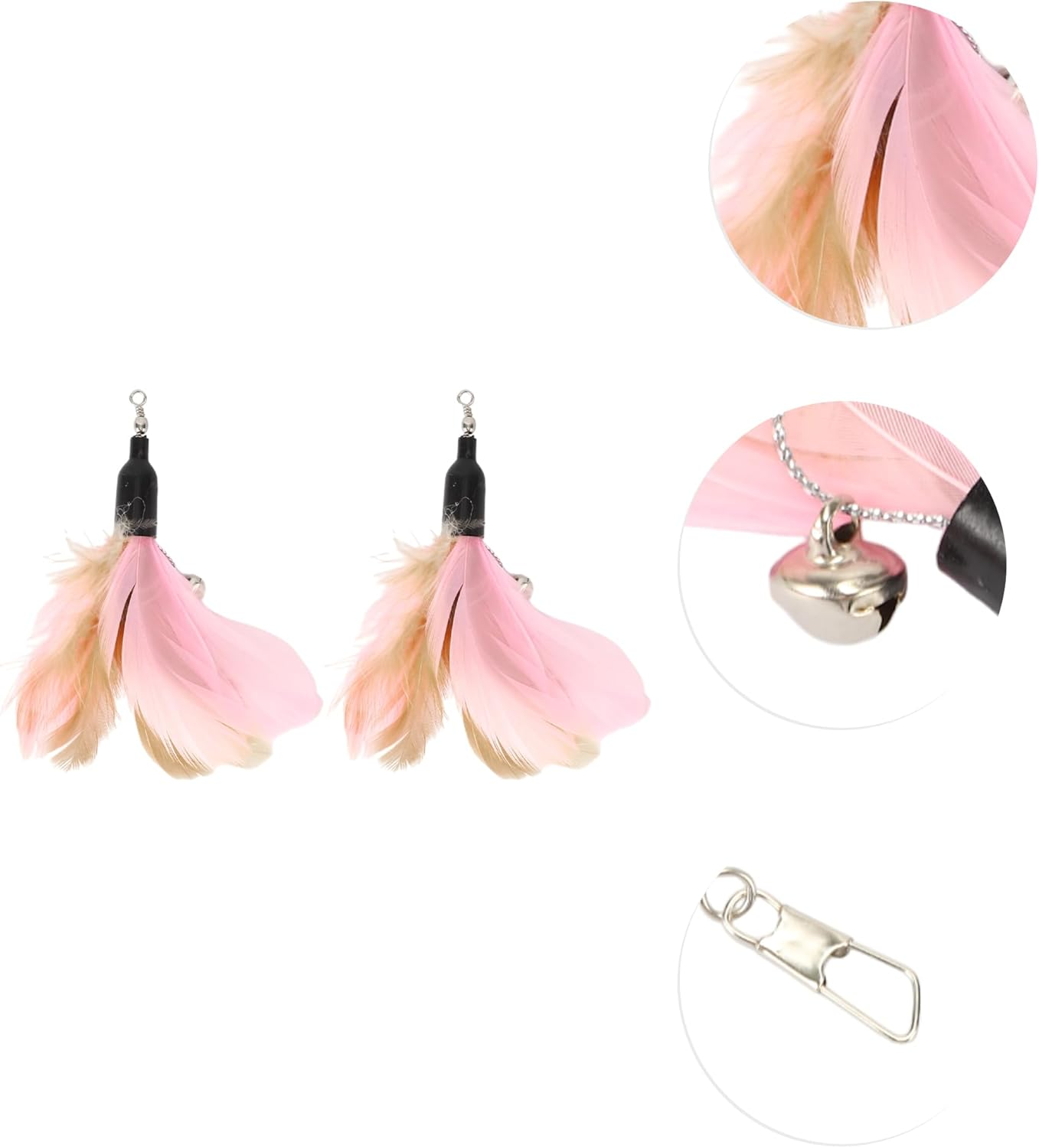 CAPASTEC Pack of 2 Feather Cat Wand Replacement for Pet Interactive, Pink/Brown image number 3