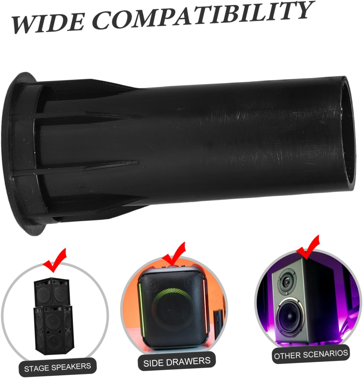 SHOWERORO 8Pcs Versatile Plastic Speaker Port Tubes Subwoofer Bass Reflex Long Od Black for Sound Accessories image number 4