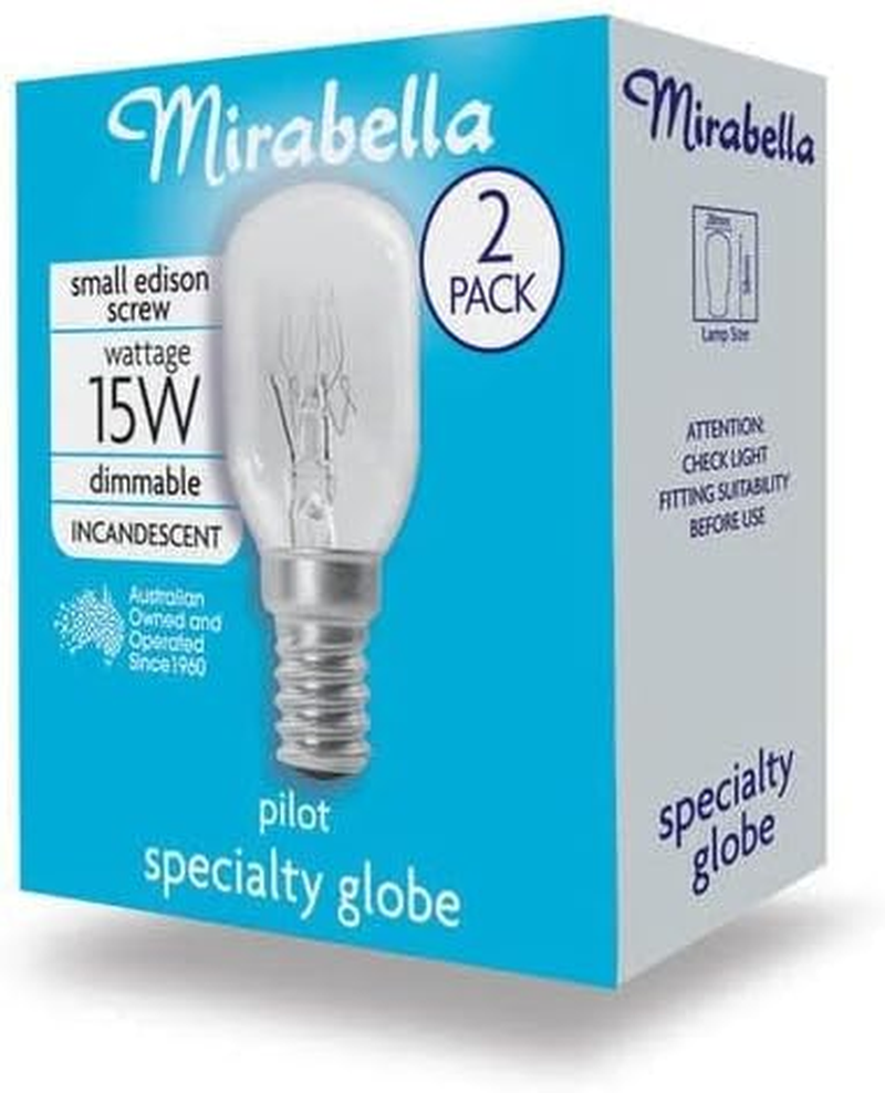 Mirabella 15W SES Pilot Dimmable Globe Bulb 2-Pieces Pack, Clear image number 1