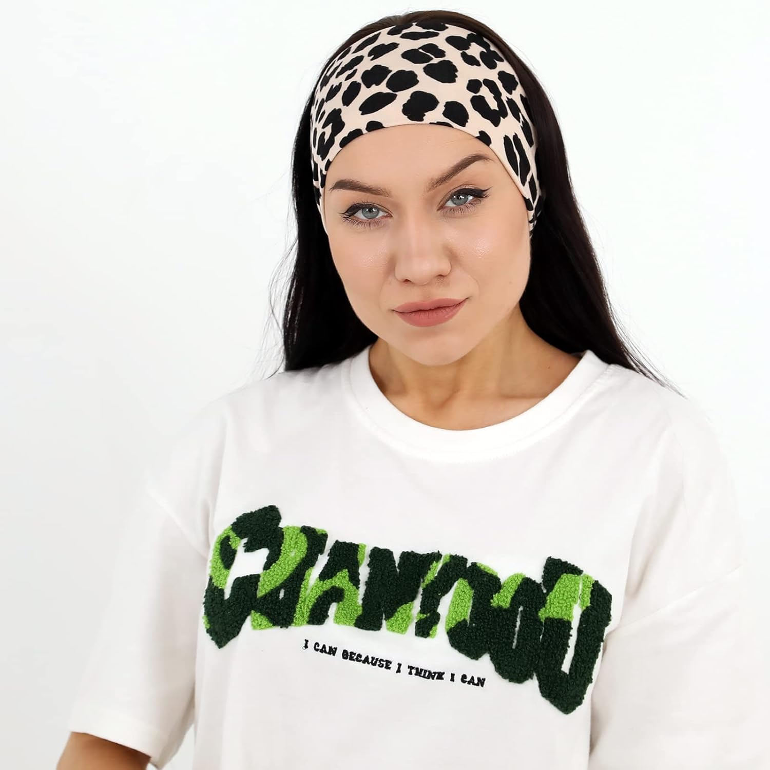 RITOPER Boho Black 4 Inches Wide Headbands for Women, 10 Pack Yoga Workout Head Bands Hair Bands for Women'S Hair, Leopard Print, Hiking, Tennis, Cycling, Running image number 6