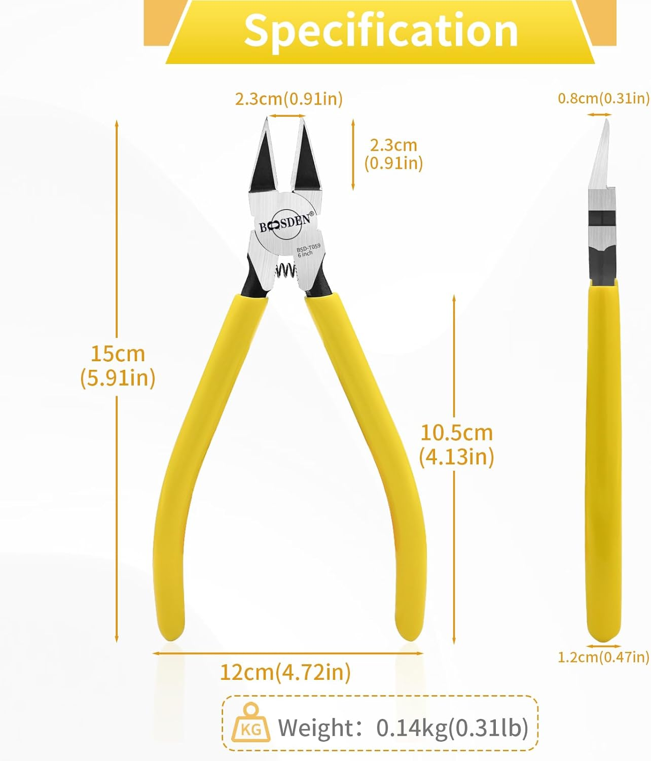 BOOSDEN 6 Inch Wire Cutters, Ultra Sharp Spring Loaded Pliers, Small Side Cutting Pliers, Dikes Chicken Wire Cutters, Flush Cutters for Jewelry Making, Crafting, Floral, DIY, Electrical image number 5