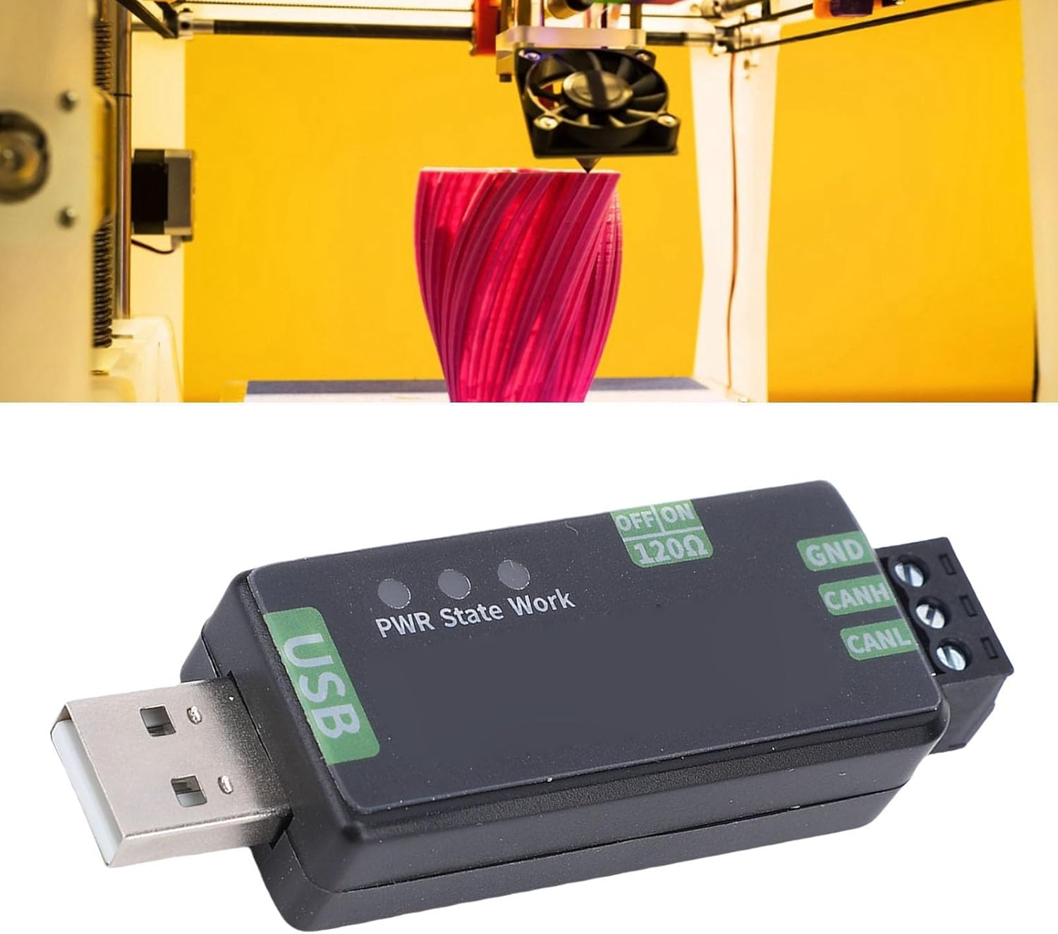 Jectse 2.0 USB to CAN Adapter with Upgraded Hardware for Industrial Use, High Speed Data Transfer, Stable Operation, 1M 2M 5M Transfer Rate, Terminal Resistor Selection, Socketcan