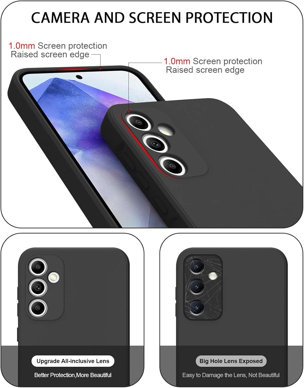 Silicone Case for Samsung Galaxy A55 Case, Silky-Soft Touch Gel Rubber Cover, Full Protective Case Shockproof Liquid Bumper Cover for Samsung A55 Case 5G - Rose Purple image number 6