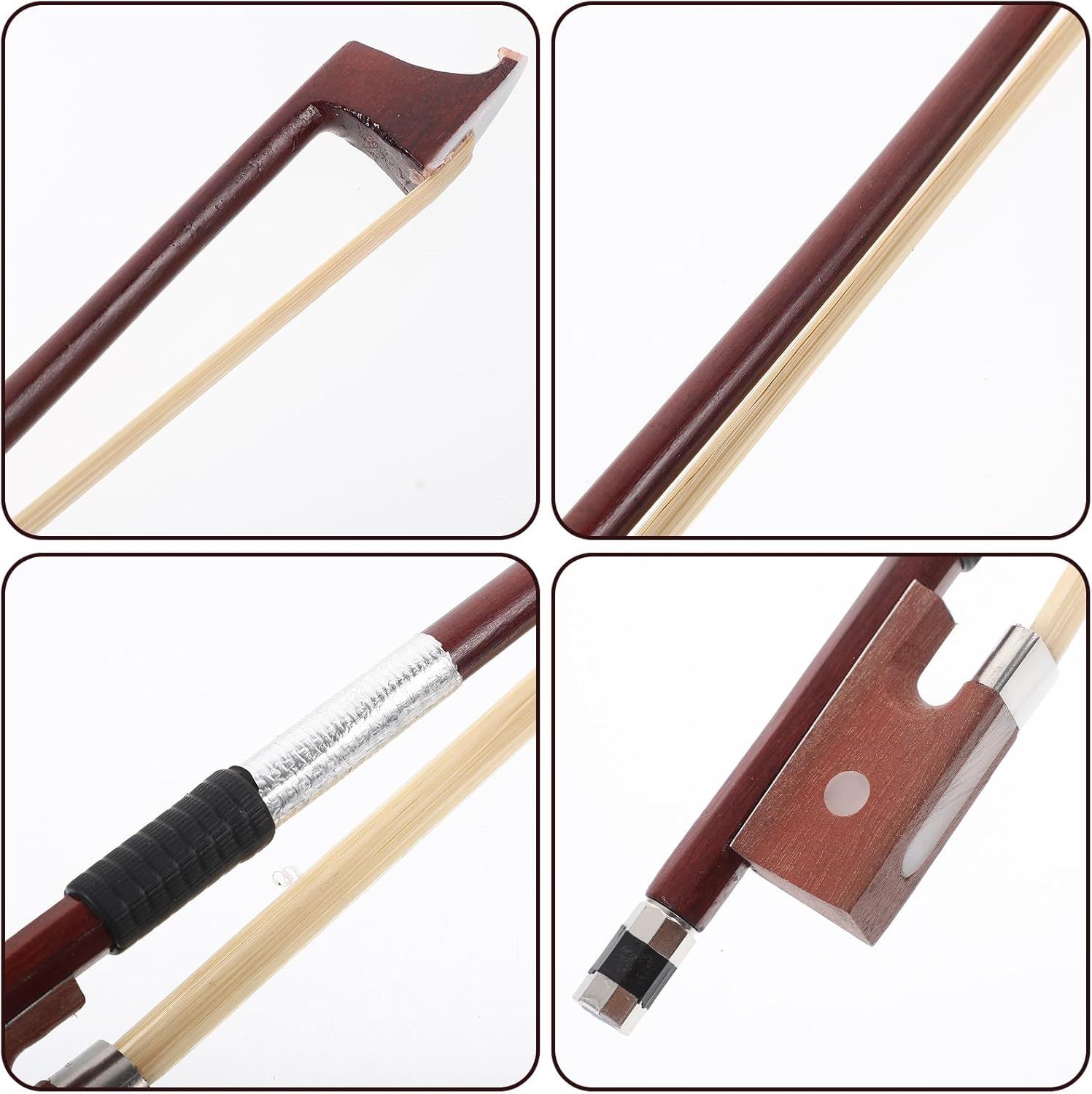 Violin Bow Practice Wood Guitar Accessory Horsehair Violin Bow 1/4 Violin Bow Carbon Fiber Violin Bow Arbor Violin Bows Violin Accessories for Beginners Child Violin Strings Wooden Electric image number 6