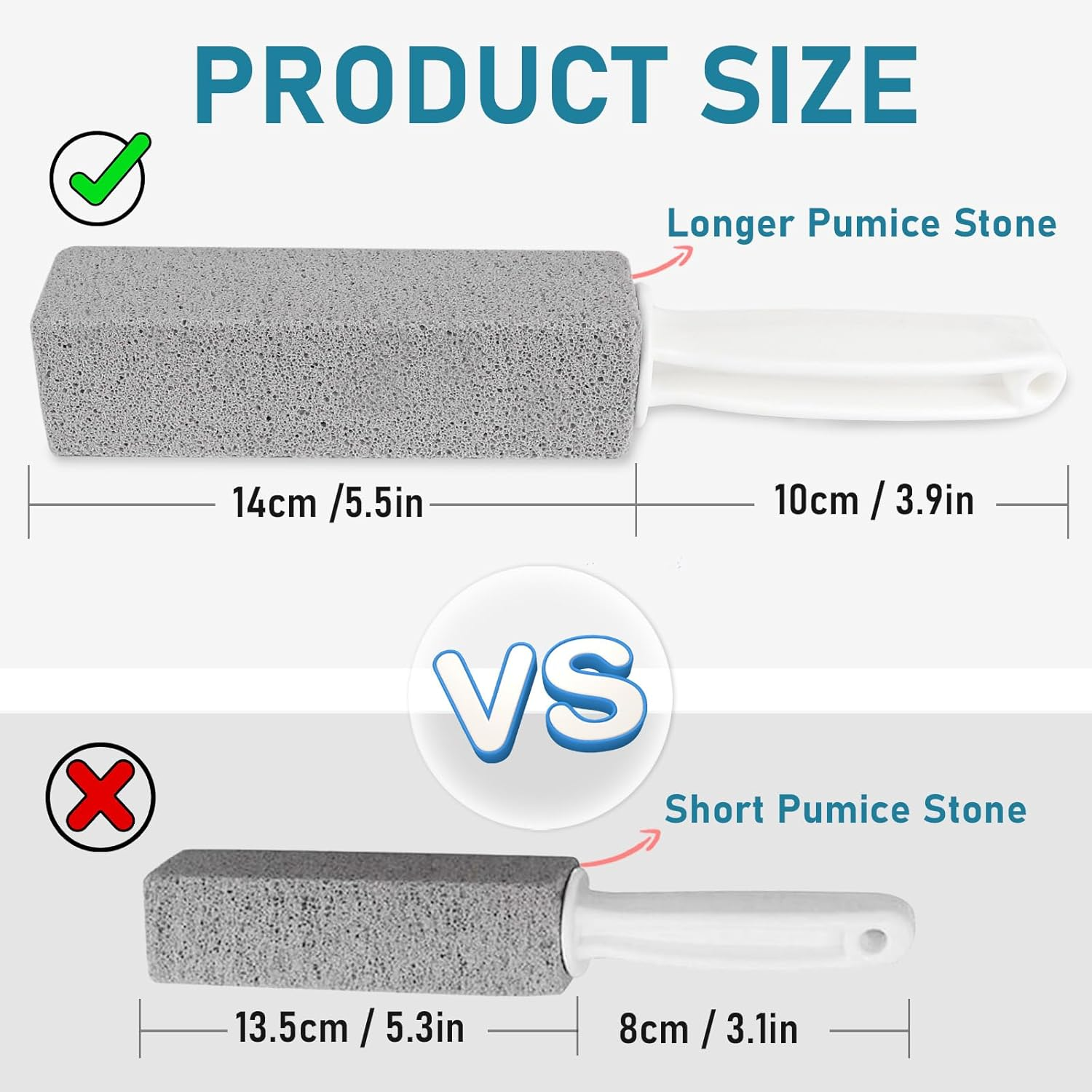 4 Pack Pumice Cleaning Stone with Handle, Toilet Bowl Cleaner Toilet Brush with Non-Slip Long Plastic Handle for Kitchen/Bath/Pool/Household Cleaning image number 2