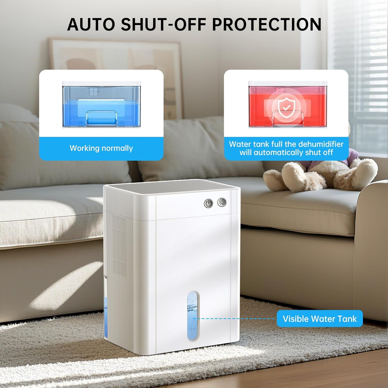 Dehumidifier for Bathroom, 4500Ml Water Tank, (1000 Sq.Ft) Quiet Dehumidifier for Home Basement Bedroom RV Closet with Auto Shut Off,Sleep Mode, 7 Colors LED Light (White) image number 5