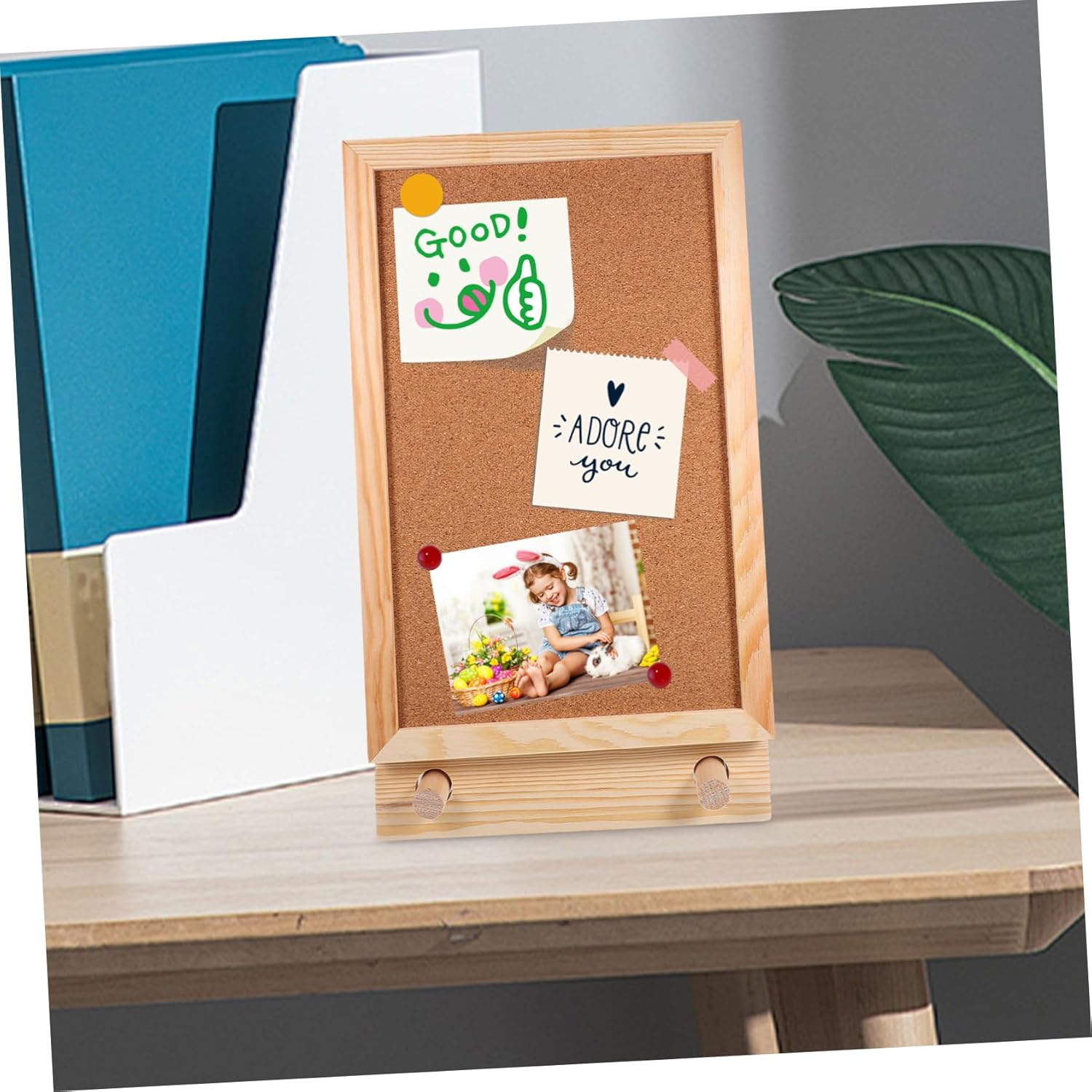 COHEALI Desktop Memo Board Cork Bulletin Board for Office Home Study Decorative Pin Push Style Memo Notice for Photo Display image number 2