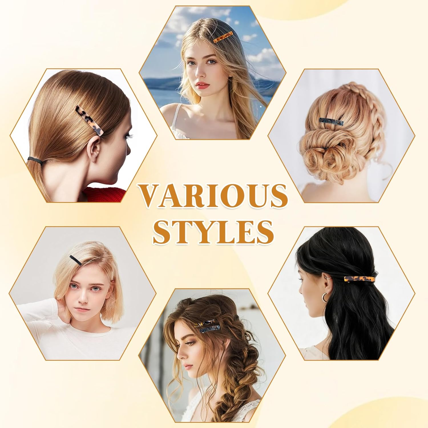Hanyousheng 6 PCS French Hair Clips, 7.5Cm Acetate Barrette Hair Sliders, Tortoiseshell Delicate Hairs Accessories, Colorful Hairs Clis for Women and Girls(Six Colors) image number 5