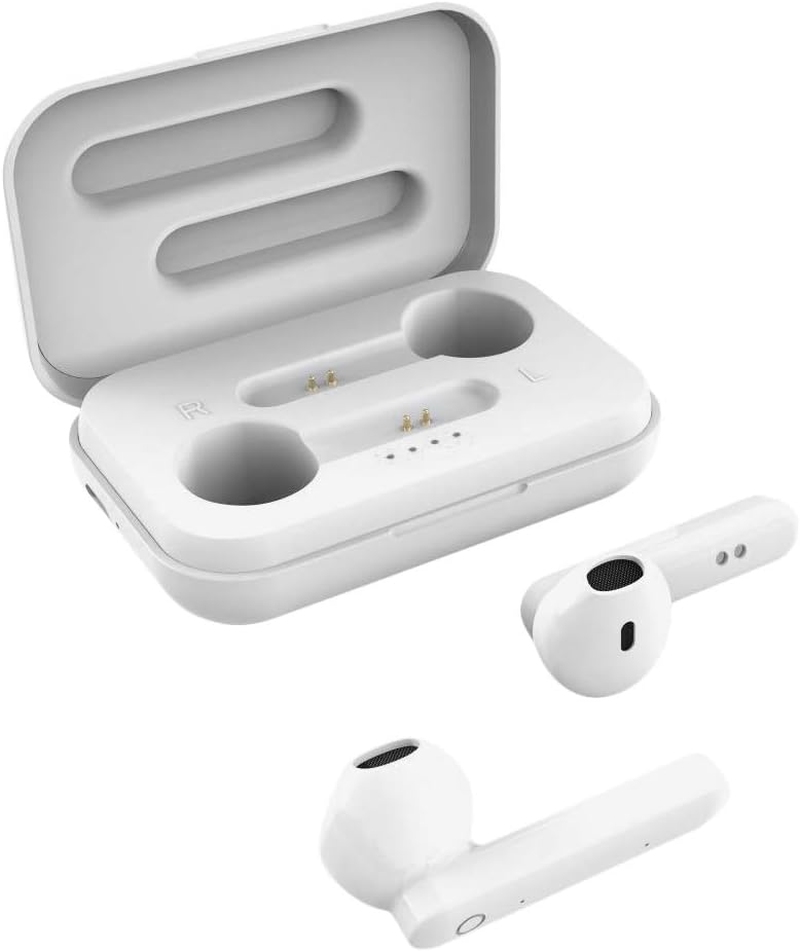 STREETZ TWS-105 Stereo Bluetooth Headphones In-Ear Wireless Headphones, Bluetooth 5.0 Earbuds with Built-In Microphone and Quick Charging Case up to 12 Hours of Music Playback, Comfortable Grip, White image number 4