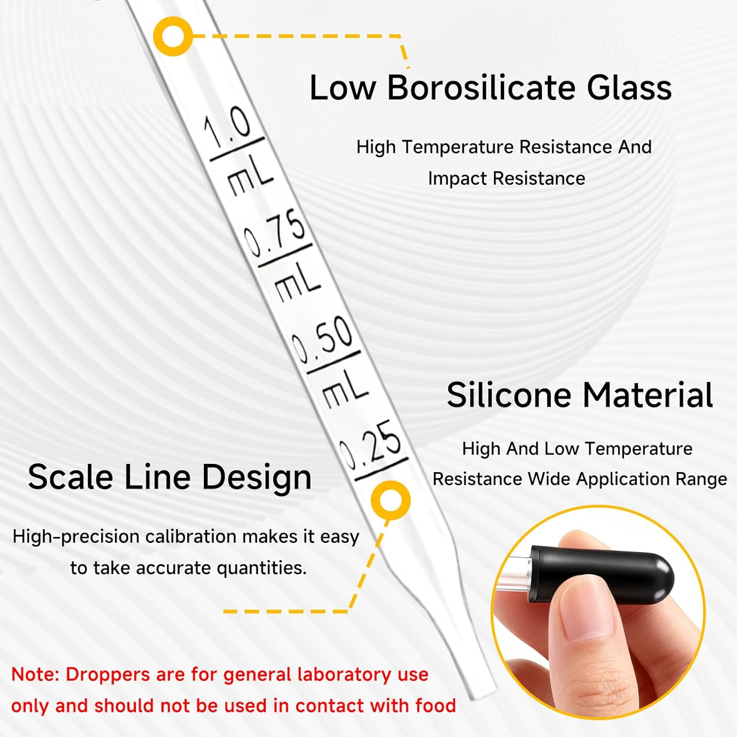 12 Pcs Glass Dropper Pipette, Straight Tip Calibrated Eye Dropper with Black Rubber Bulb 1Ml Precise Liquid Transfer Tool, Essential Oils Crafts Skincare Nutrient Liquid Laboratory Use image number 2