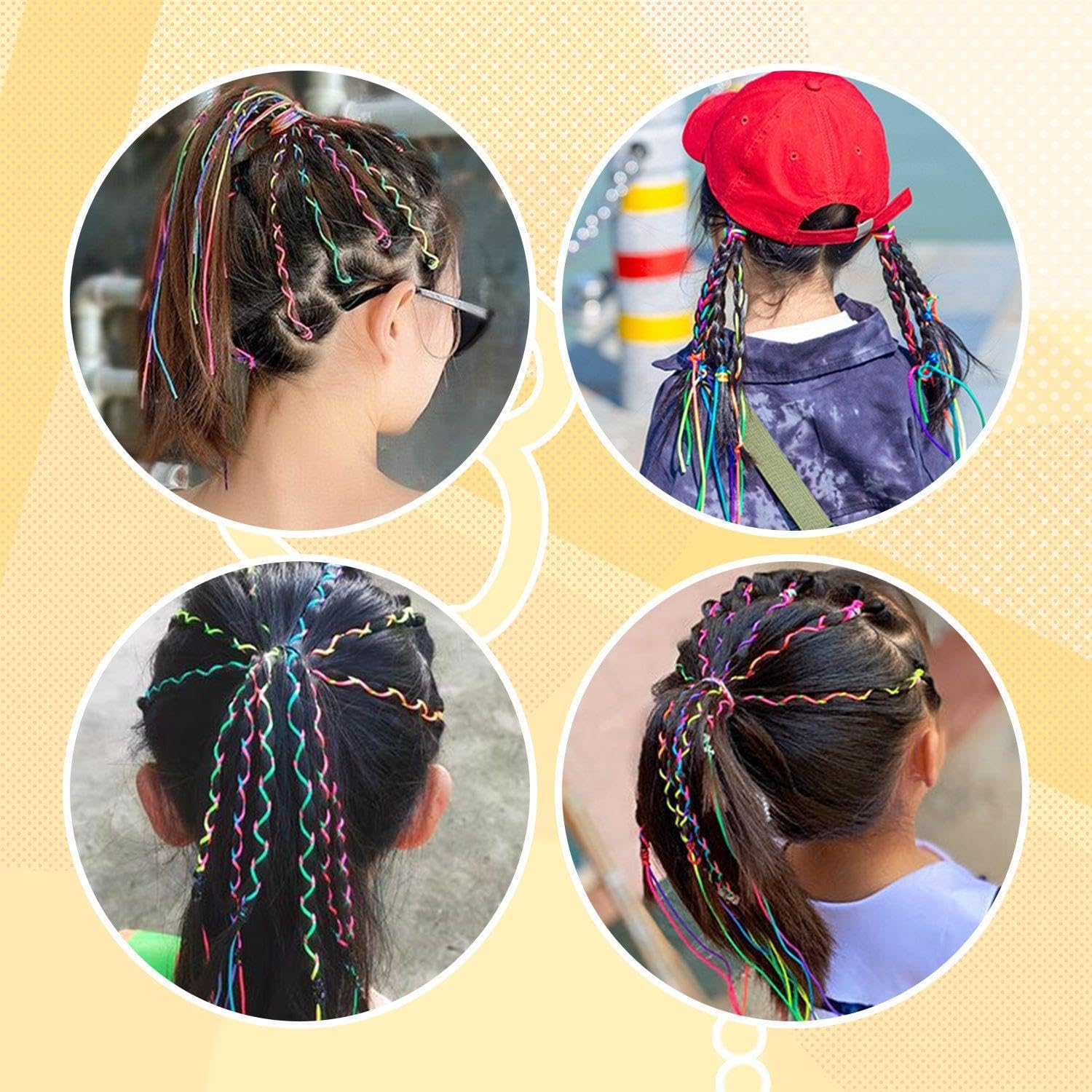 62 Braided Ropes Made of Thick and Thin Hair, Braided Headbands for Girls Hair, Ponytail Hair Ropes, Decorative Hair Ropes for Girls Hair image number 4