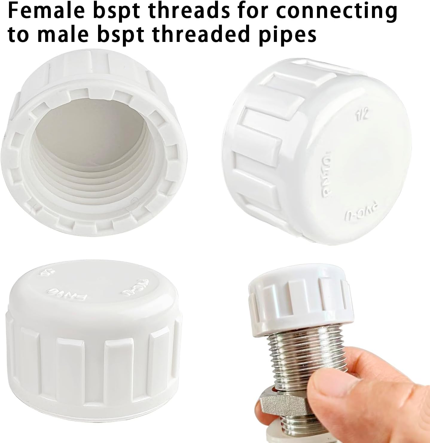 12PCS 1/2" PVC Sprinkler Cap, End Female Thread Pipe Plug Adapter for Irrigation, DIY Projects,Sprinkler Head Cap, Water Line, Plumbing Repair, Compatible with Rainbird Systems image number 6