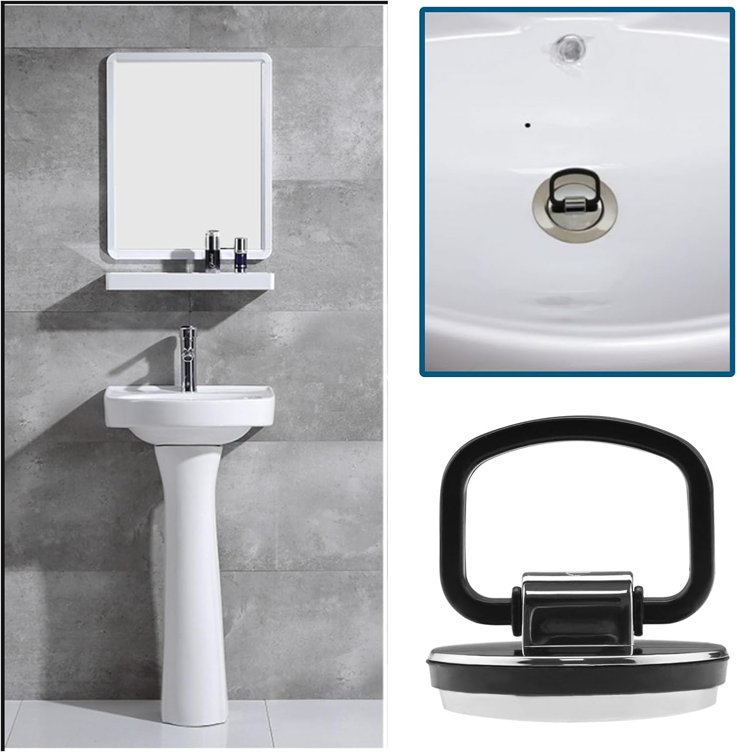 SING F LTD 2PCS Kitchen Sink Plug with Pull Handle 46Mm Diameter Bath Plug Chrome-Plated ABS Plastic Bathroom Washbasin Drain Stopper Waste Drain Cover image number 5