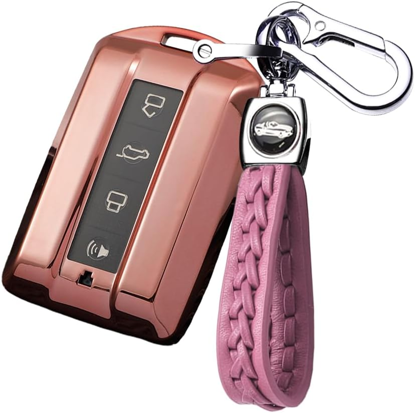Ontto TPU Car Key Fob Cover Fit for Great Wall GWM WEY TANK 300 500 Tank300 Tank500 Key Case Silicone Key Shell Key Holder Keychain Accessories - A-Pink image number 3