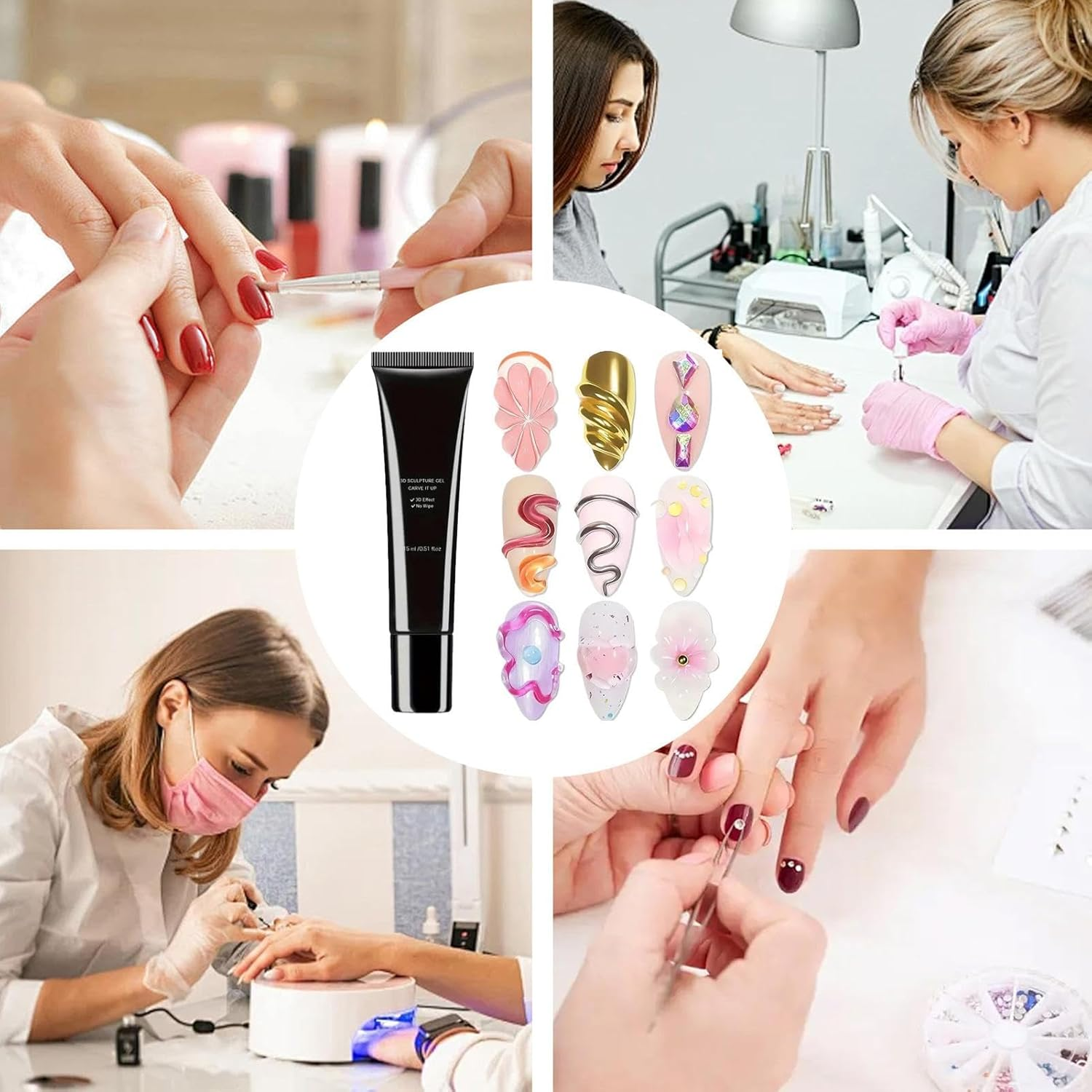 3D Nail Gel Sculpting Gel,15Ml 3D Nail Design Sculpting Glue - UV Light Cured Beauty Care Products for Decals Home Salon Travel Party Bridal Birthday Holiday Photoshoots