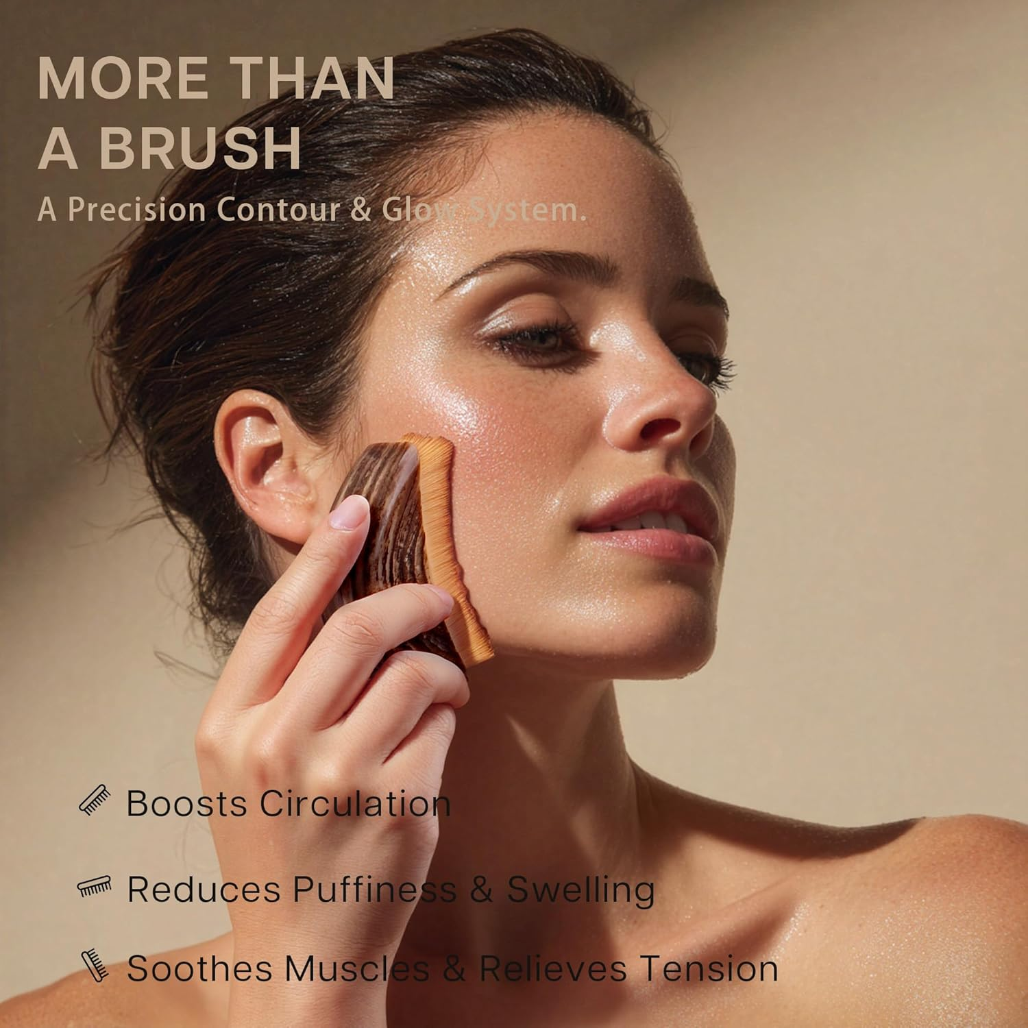 Olephira Lymphatic Drainage Face Brush - Anti-Puffiness Jawline Sculpting Dry Brush, Ergonomic Design for Facial Curve Fit, Skin Rejuvenation (1PC) image number 2