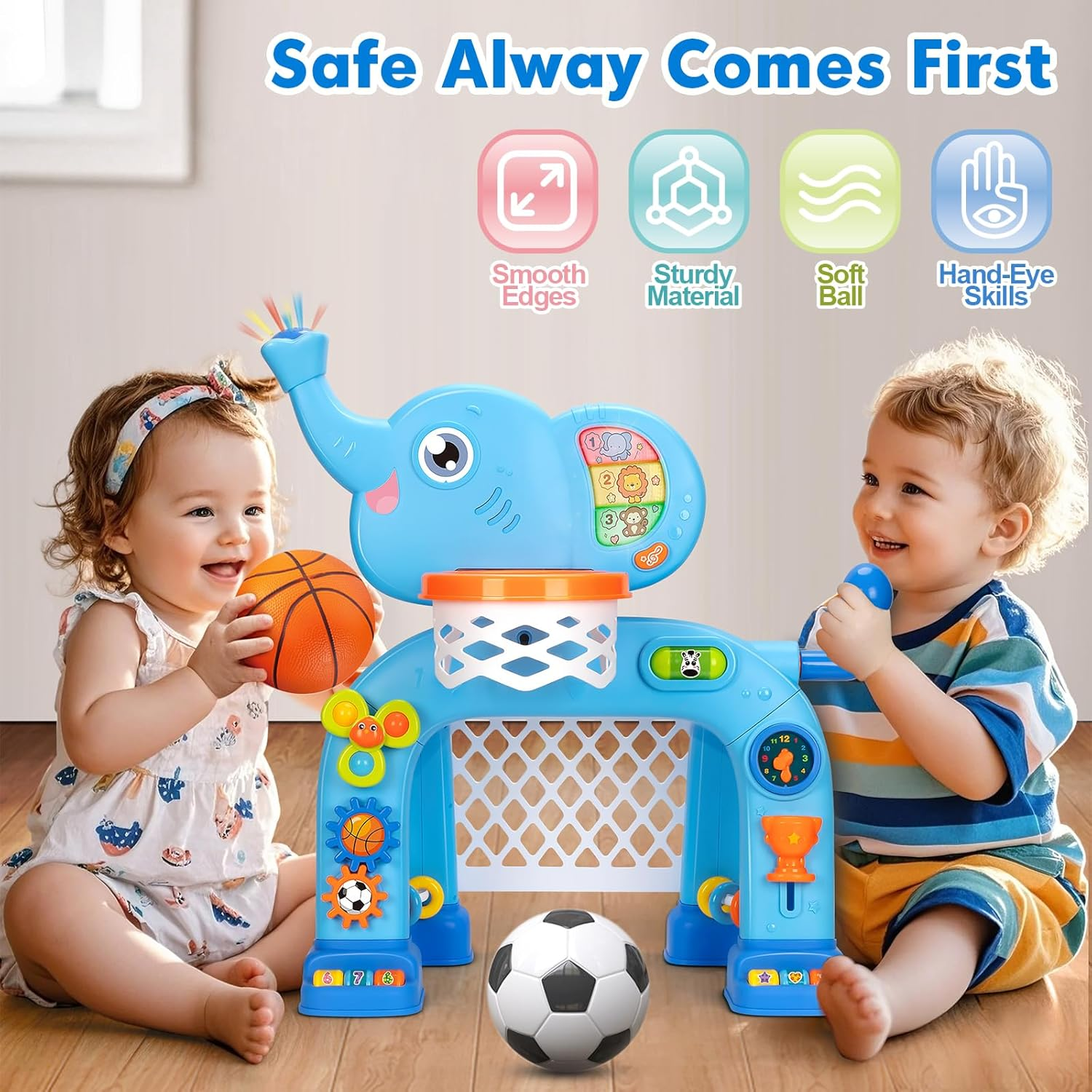 GMAOPHY Toddler Basketball Hoop & Soccer Goal, Toys for 1 2 3 Year Old Boys Girls, Kids Sports Toy with Light Sound Music, Montessori Toys for Baby 12-18 Months, Christmas Birthday Gifts for Ages 1-3 image number 4