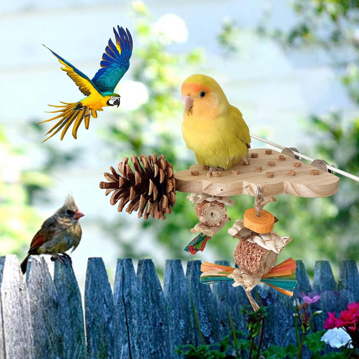 Bird Chew Toys - Shredding Toys Parrots Chewing Hanging|Natural Soft Sola Ball Beak Chew Shred Forage Toy for Parrots|Cockatiel|Conure|Parakeets| and Other Small Birds|Edible Seagrass Woven Clim image number 3