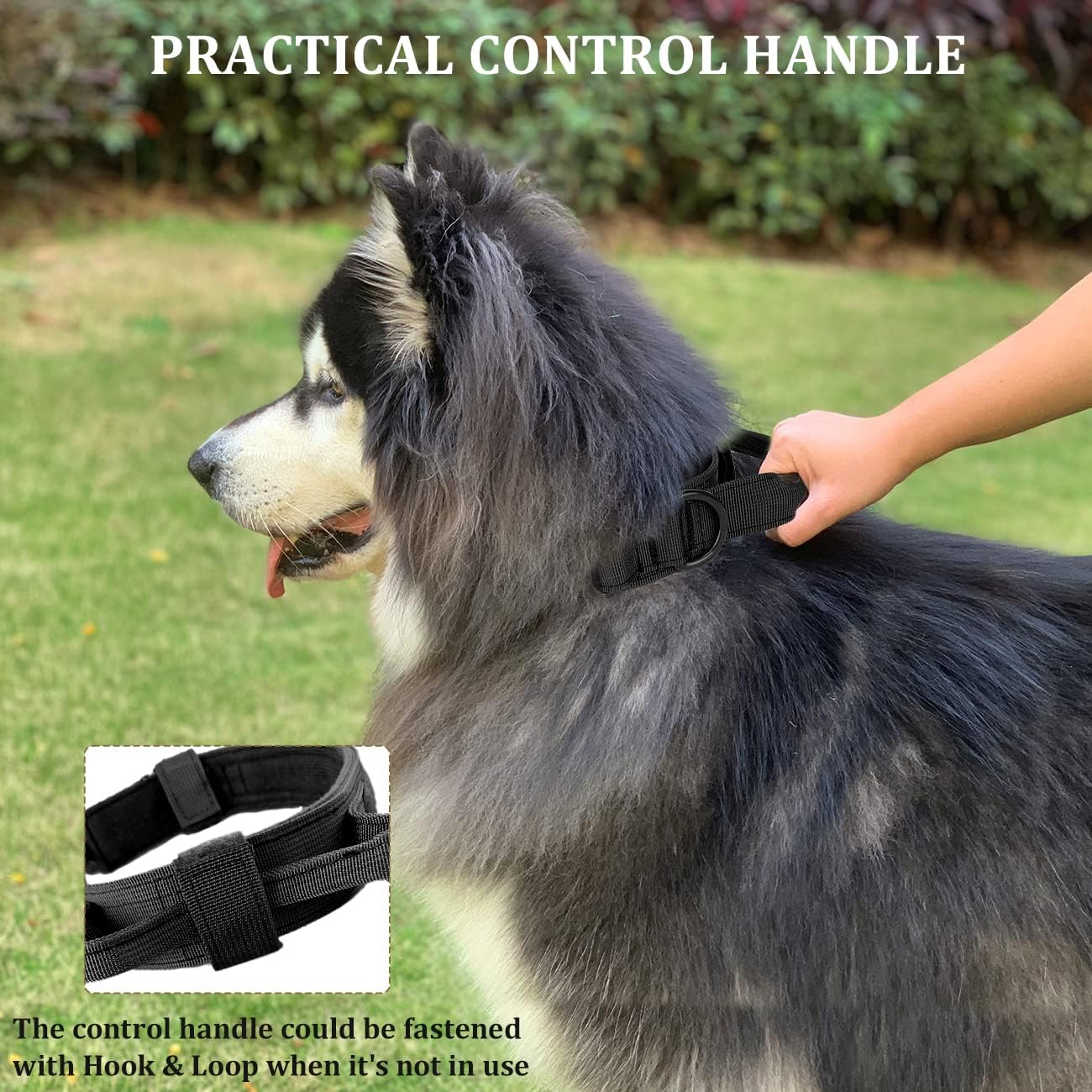 Tactical Dog Collar, Adjustable Collar with Control Handle, Soft Padded Nylon Dog Collar with Robust Metal Buckle for Medium Large Dogs image number 5