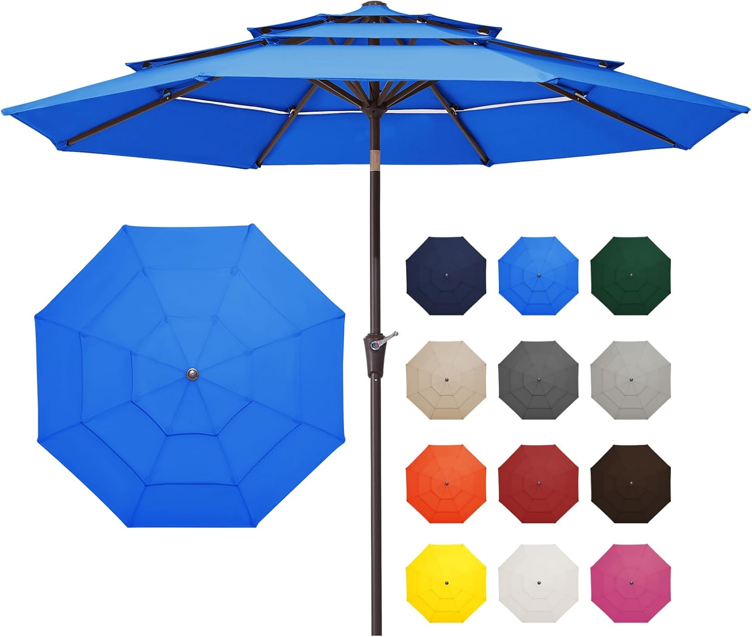 JEAREY 9FT 3 Tiers Patio Umbrella Outdoor Market Umbrella Table Umbrellas image number 1