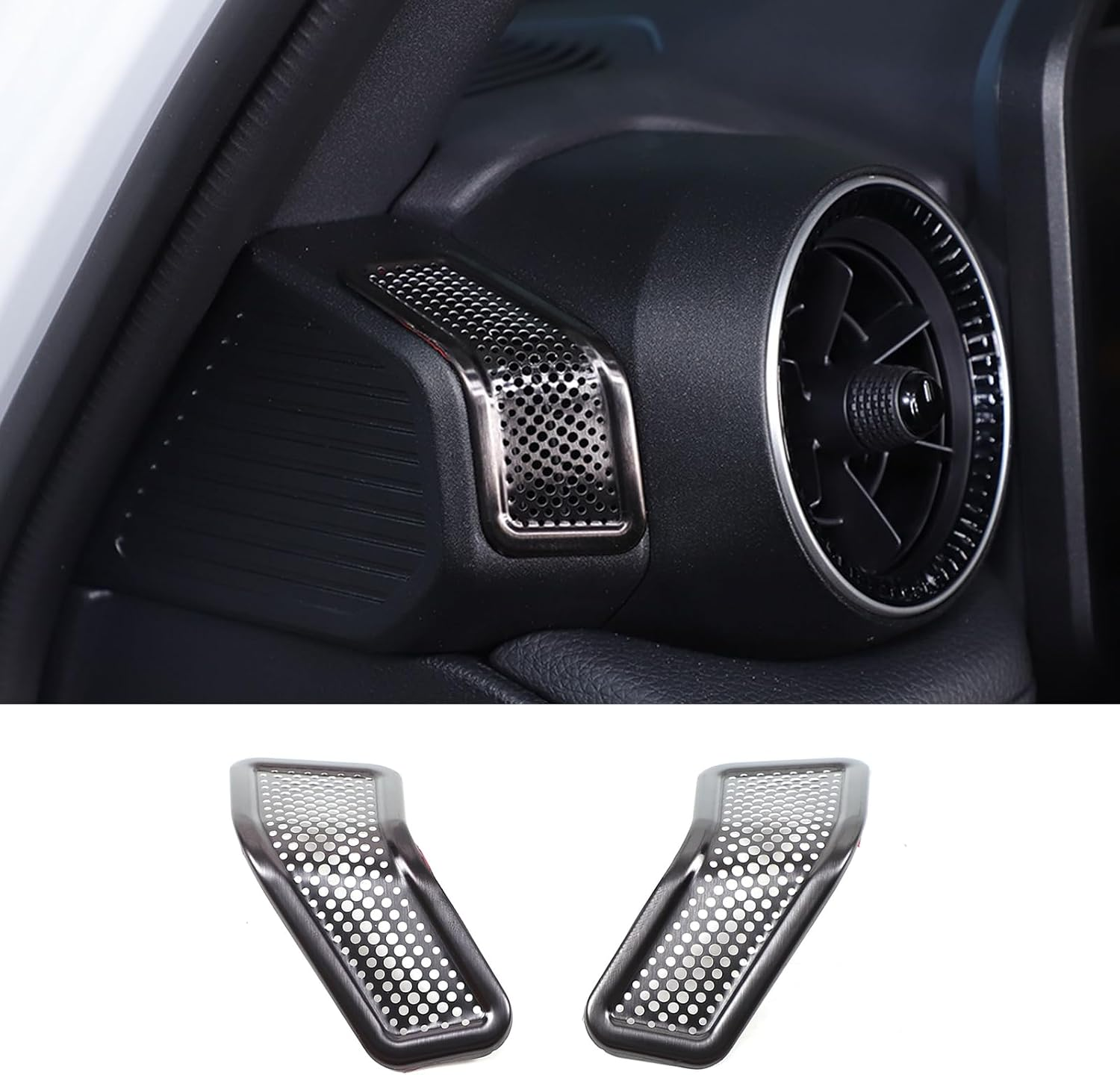 Dashboard Side Vent Mesh Covers Compatible with Toyota Land Cruiser Prado 250 2024-2025 Accessories | Stainless Steel Side Air Conditioner Dust Guards | 2PC Set (Sliver)