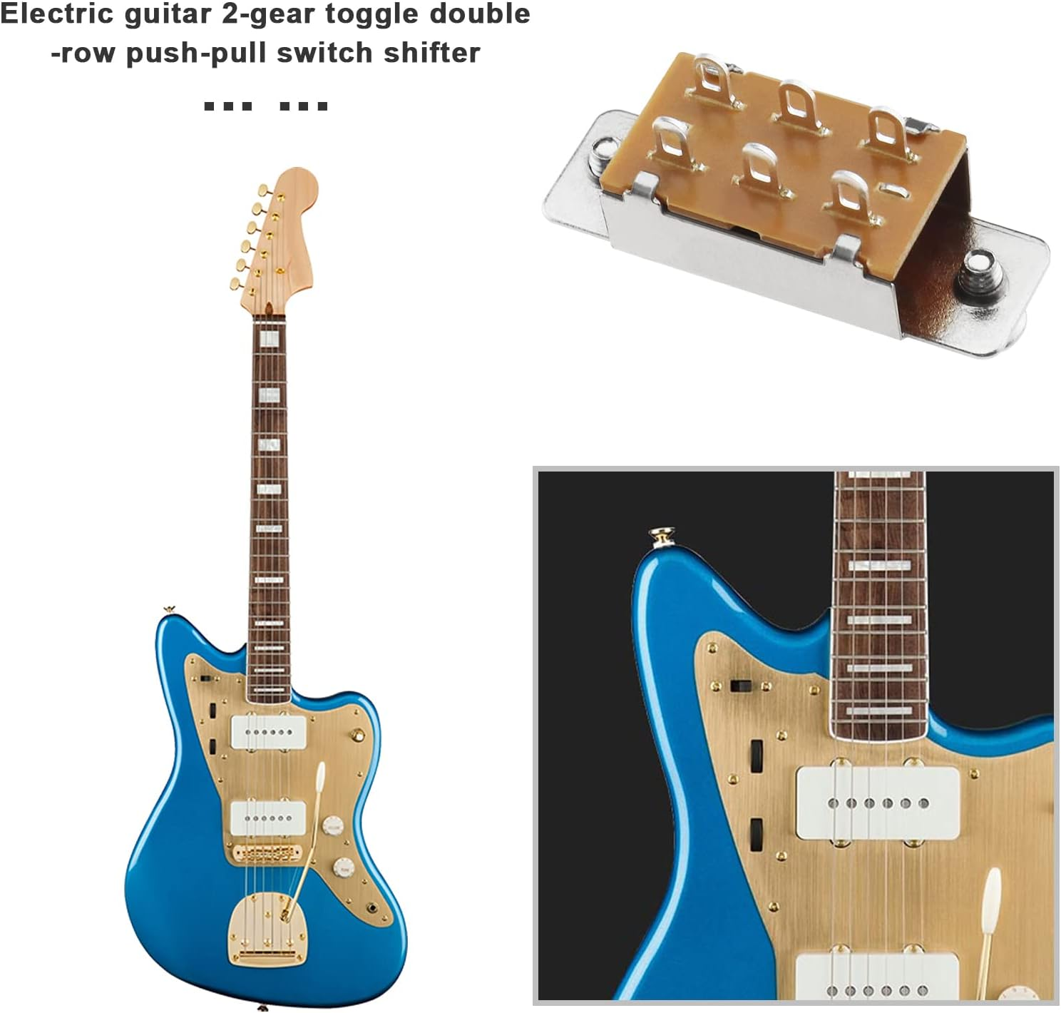 Emagtech 2Pcs Slide Selector Switch with 4X Screws Compatible with Fender Jaguar/Jazzmaster Toggle Switch Guitar Accessories Metal image number 3