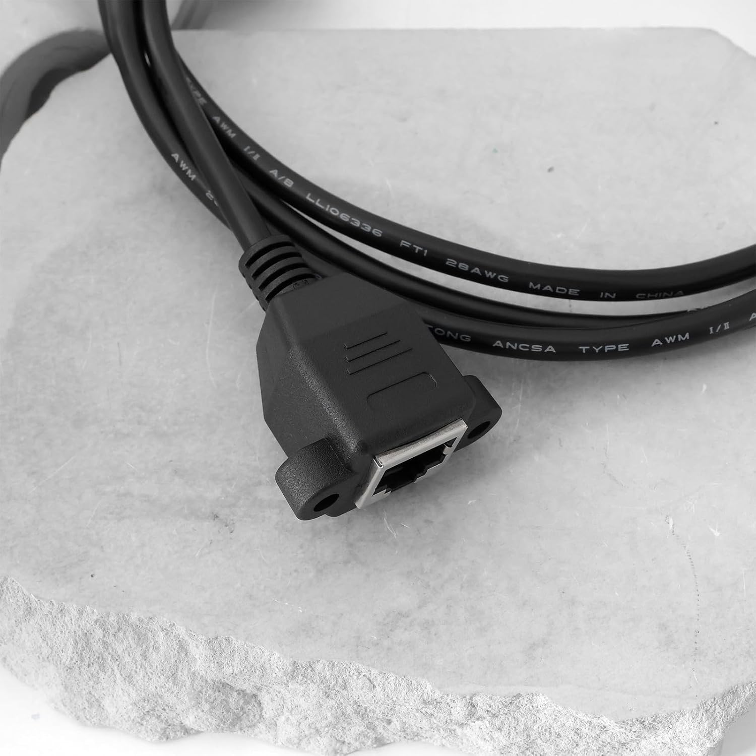 Emagtech RJ45 Male to Female Straight Head with Ear Panel Direct Network Extension Cable with a Length of 1.5 Meters Suitable for Microphone Fiber Black image number 2