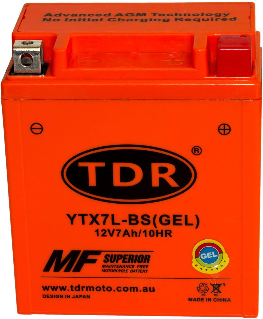 TDR YTX7L-BS 12V 7Ah GEL Motorbike Battery image number 2