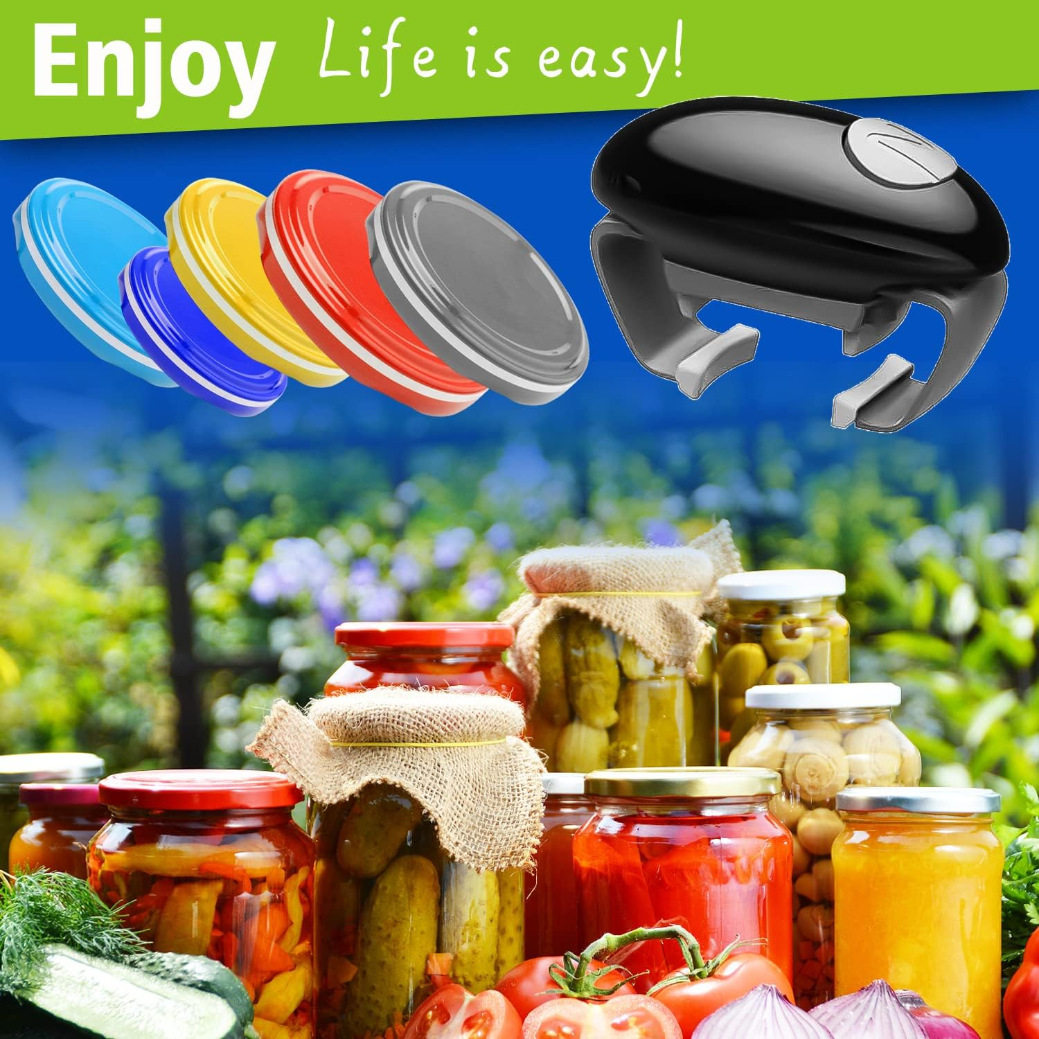 Chulovs Electric Can Opener, Kitchen Helper Heavy Duty Automatic Can Opener for New Sealed Jars, Hands Free Can Opener with Less Effort to Open (Black) - White image number 2