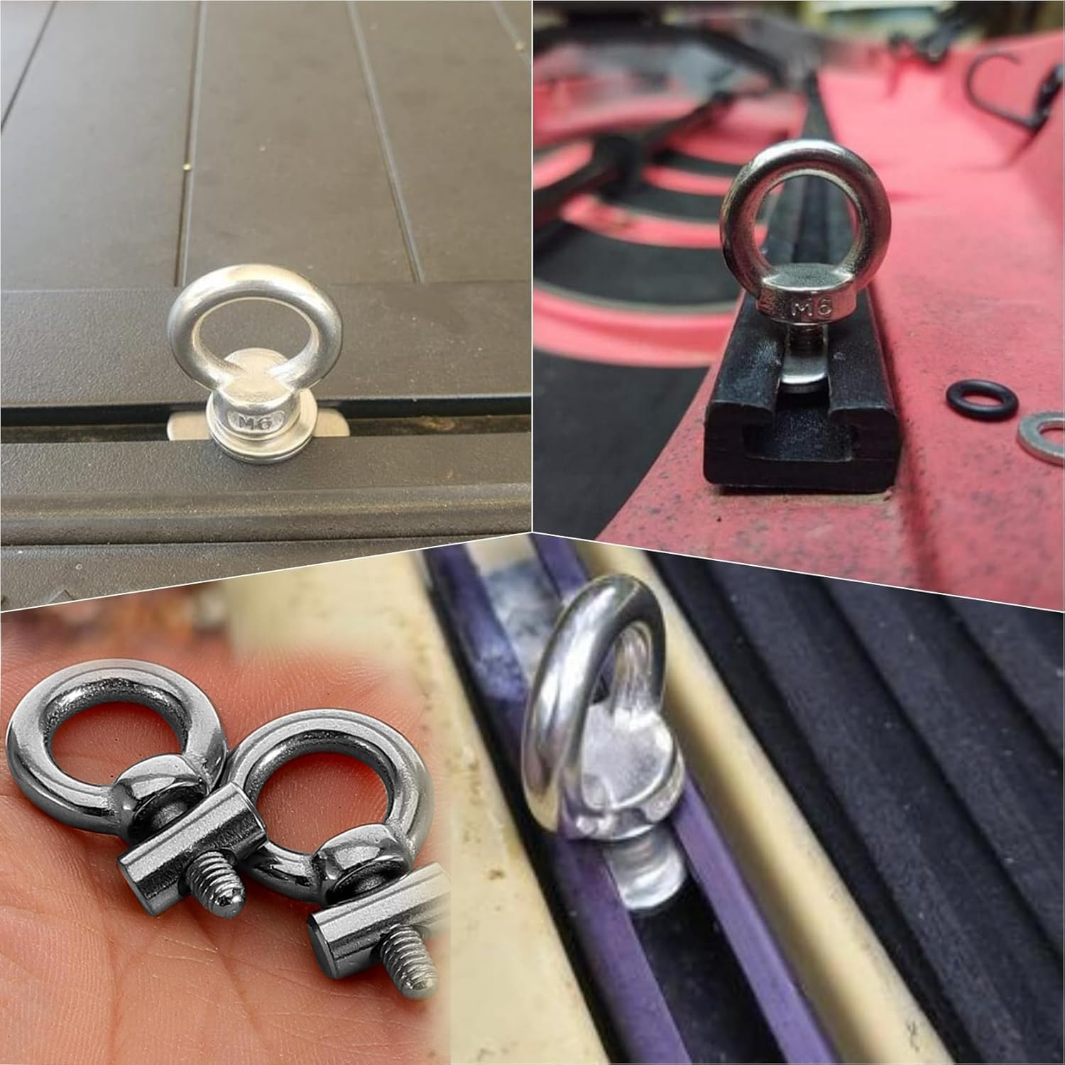 Wzenclave 10Pcs Carabiners 304 Stainless Steel Eye, 10 Pieces Stainless Steel Awning Pipe Plug 6Mm, with 10 Climbing Buckles, Ideal for Caravans, Motorhomes, Campervans Camping Tent Equipment image number 1