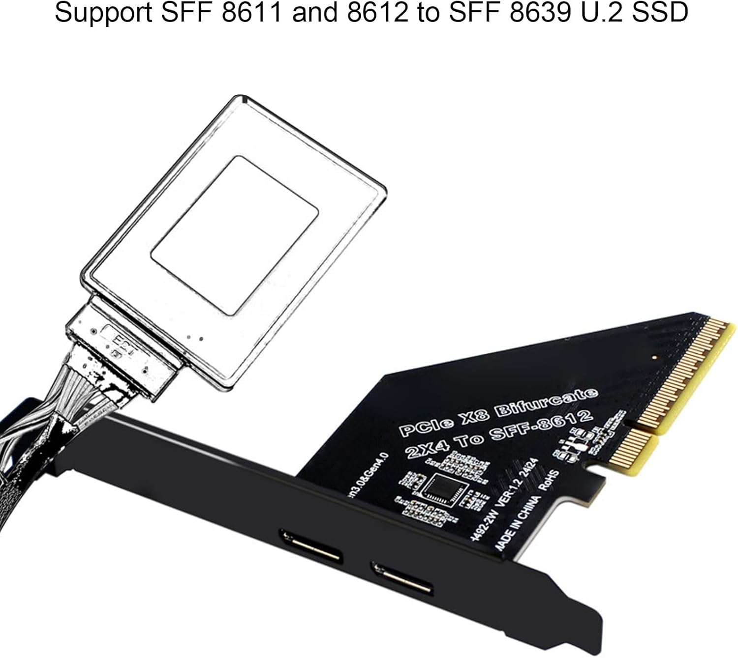 Pcie X8 to Oculink Card, 8 Lane 128 Gt/S Interface, Plug and Play, Bootable Device, Supports Pcie 4.0, 8.1, 10, 11, Server 2019, Linux 5.11 image number 3